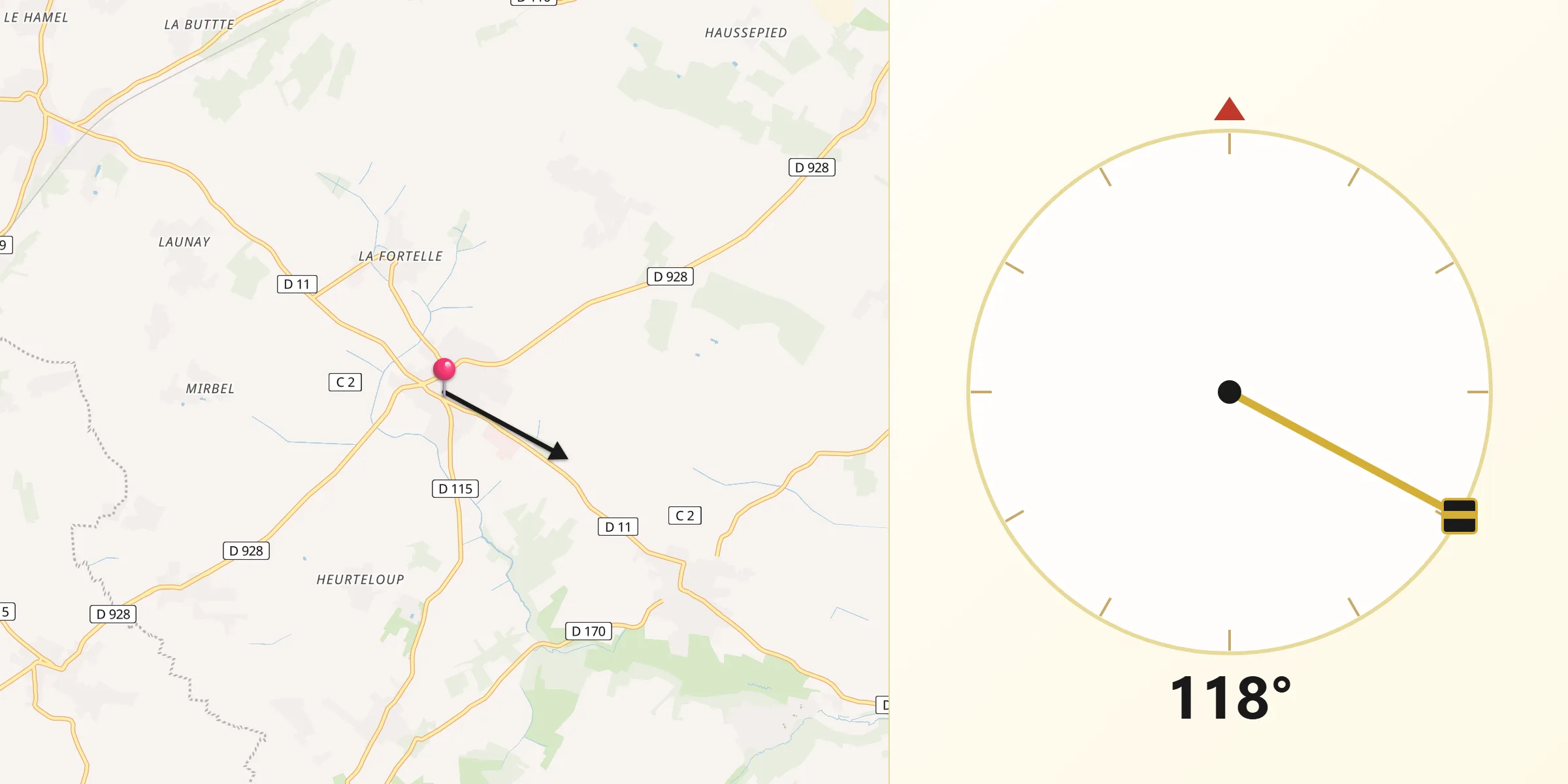 Direction vers la Qibla depuis Longnes
