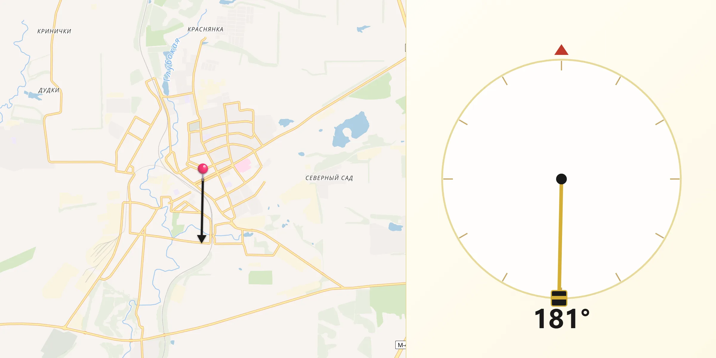 Направление Киблы из Миллерово