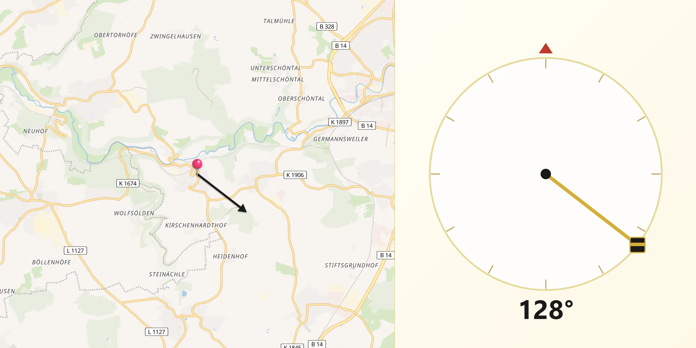 Qibla-Richtung von Burgstetten