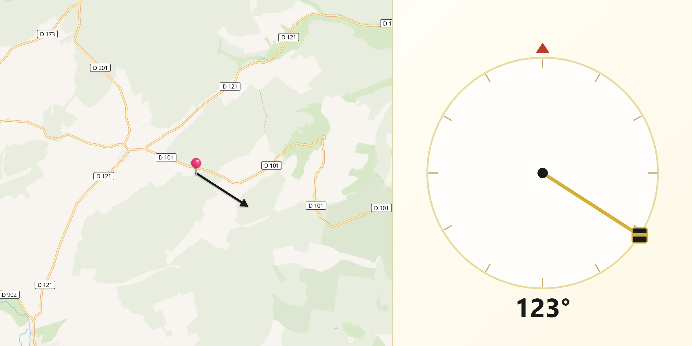 Direction vers la Qibla depuis Lahaymeix