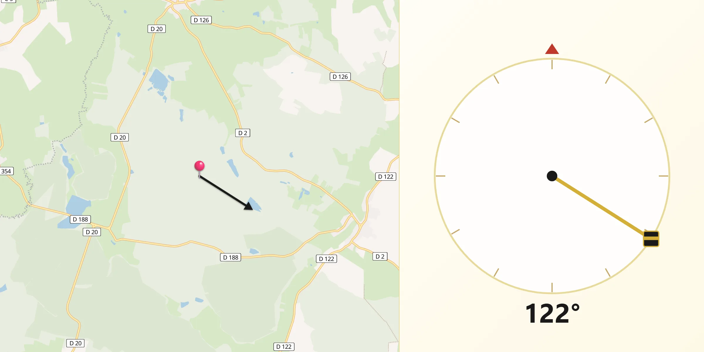 Direction vers la Qibla depuis Vaubecourt