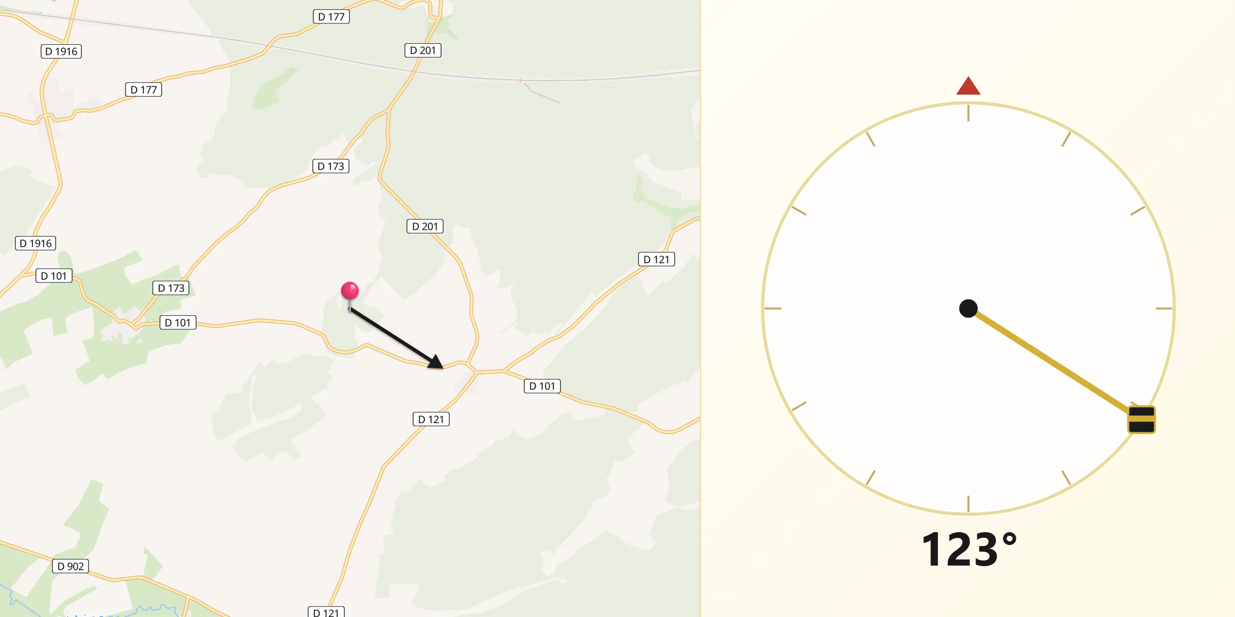 Direction vers la Qibla depuis Courouvre