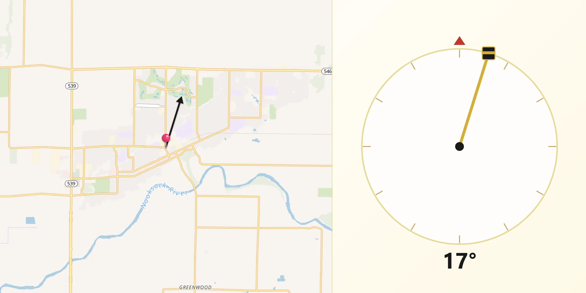 Qibla Direction from Lynden