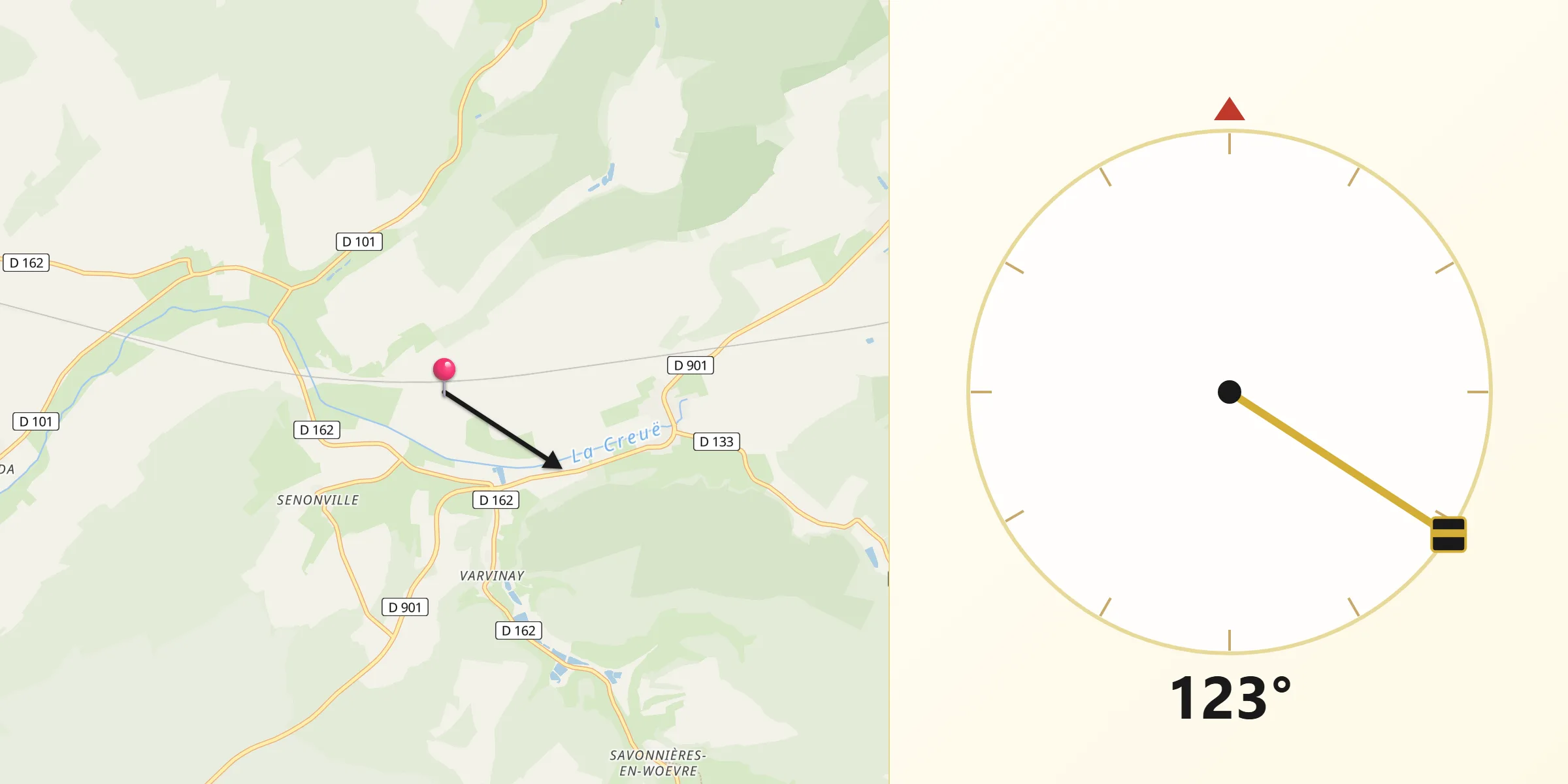 Direction vers la Qibla depuis Chaillon