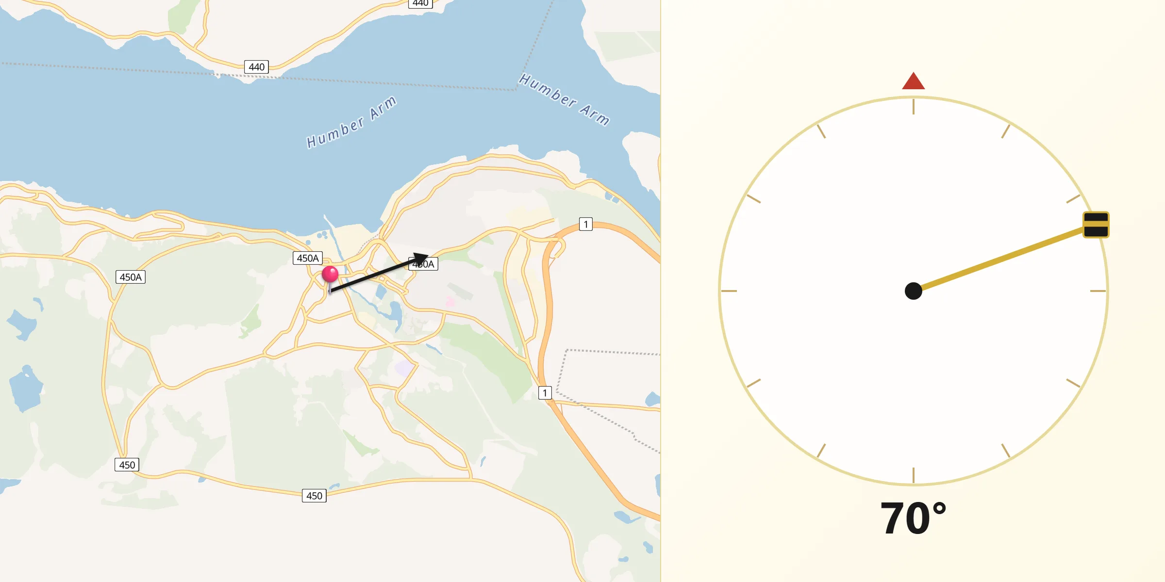 Qibla Direction from Corner Brook