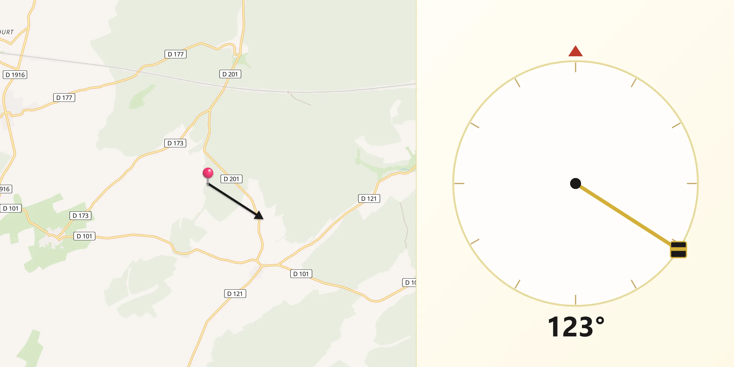 Direction vers la Qibla depuis Thillombois