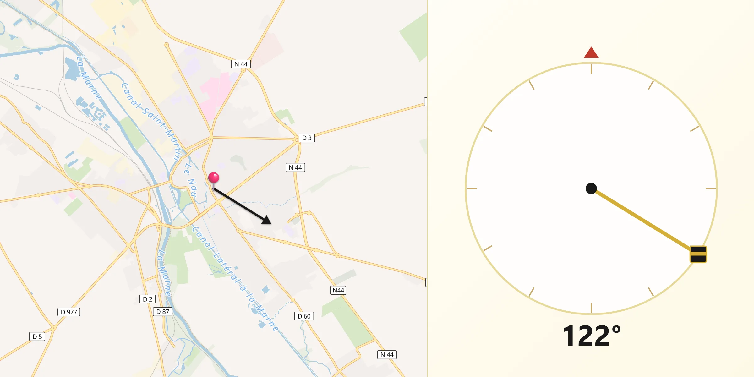 Châlons-en-Champagne şehrinden Kıble Yönü