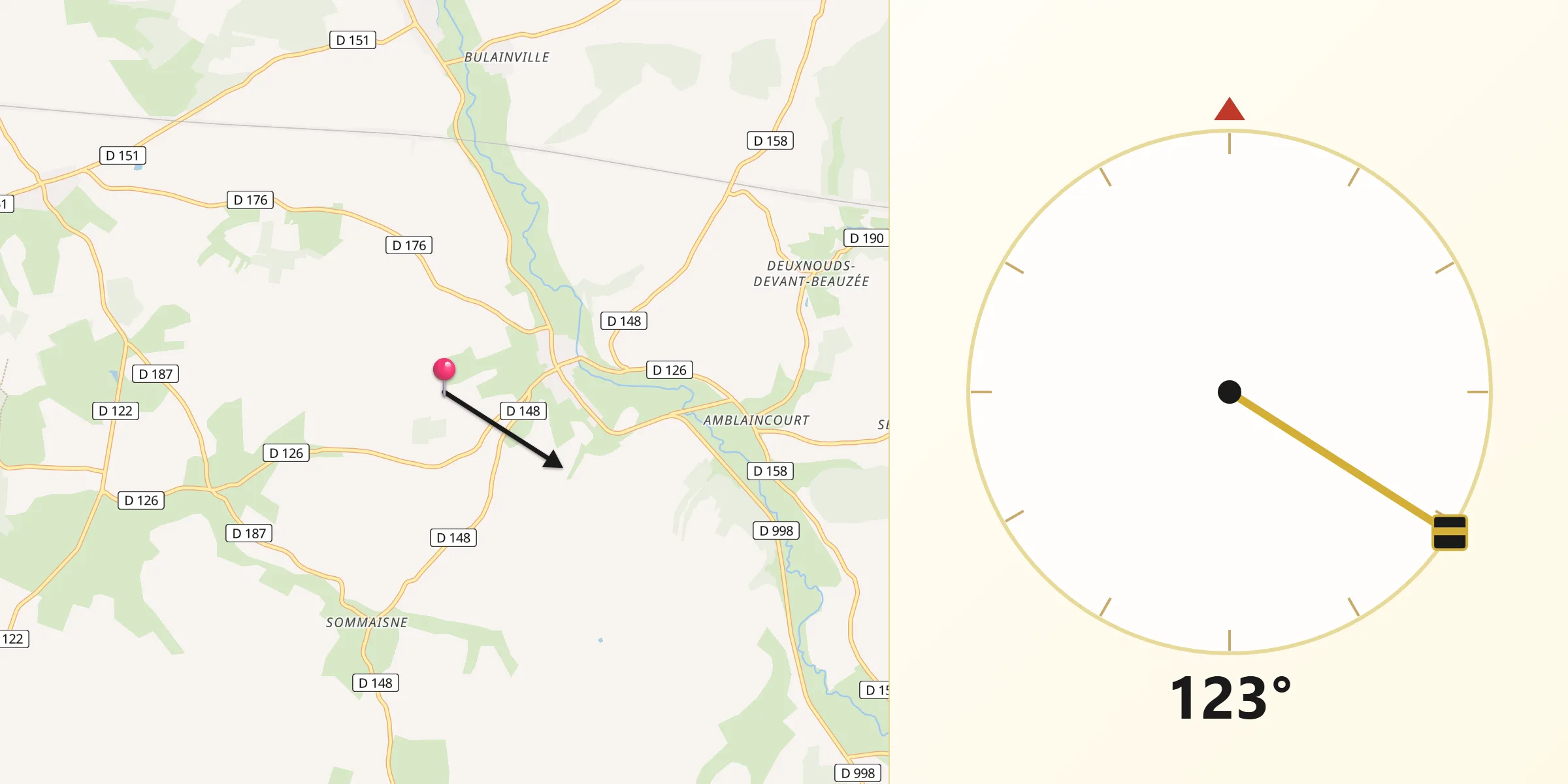 Direction vers la Qibla depuis Beausite