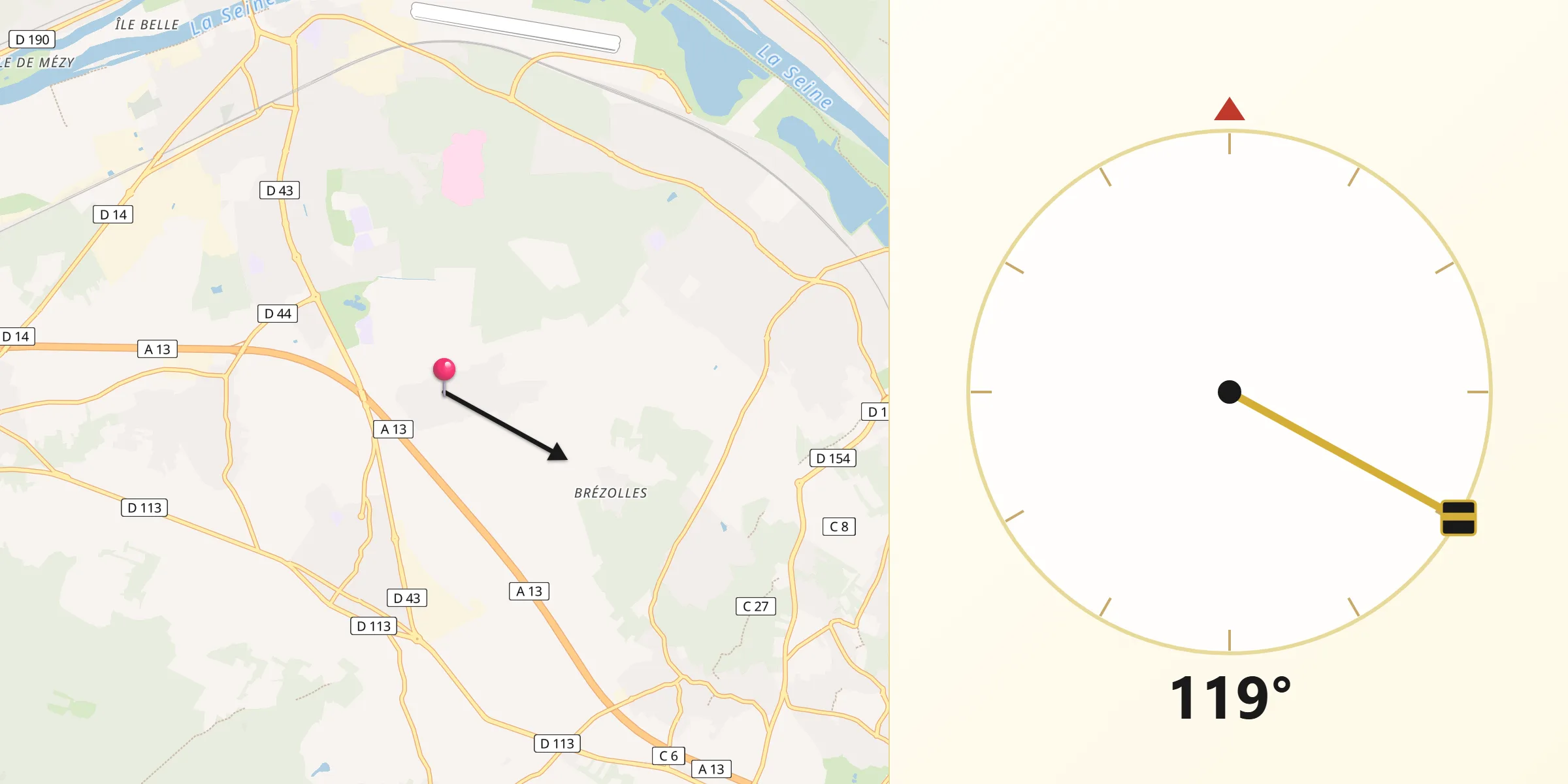 Direction vers la Qibla depuis Chapet