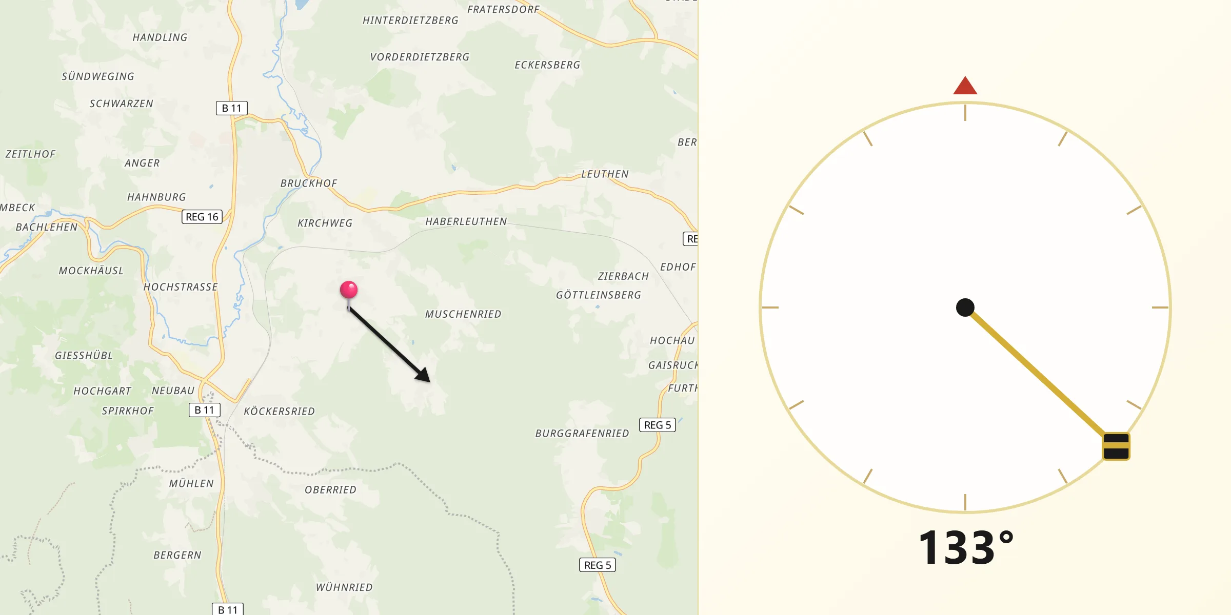 Qibla-Richtung von Zachenberg