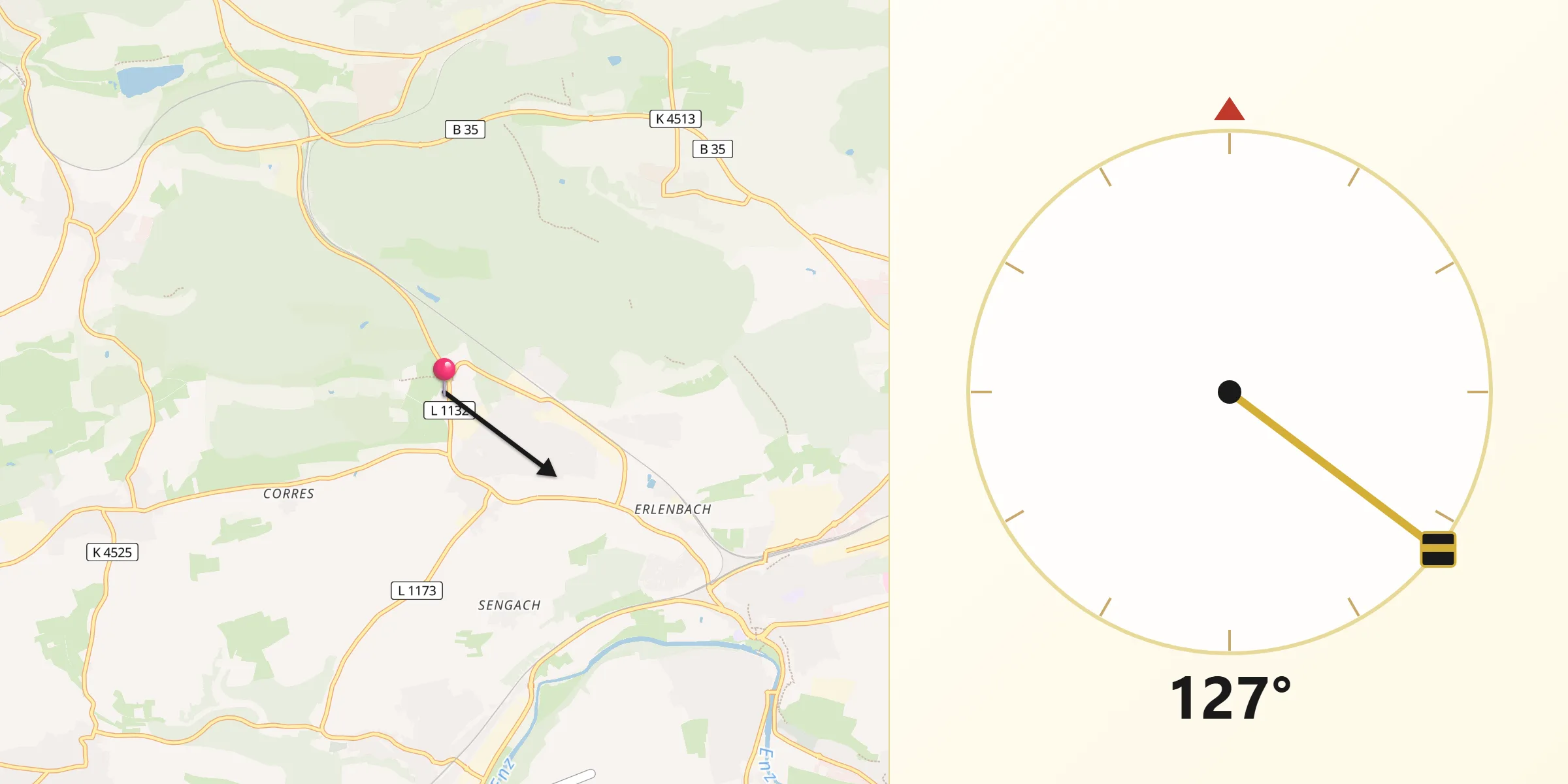 Qibla-Richtung von Ötisheim