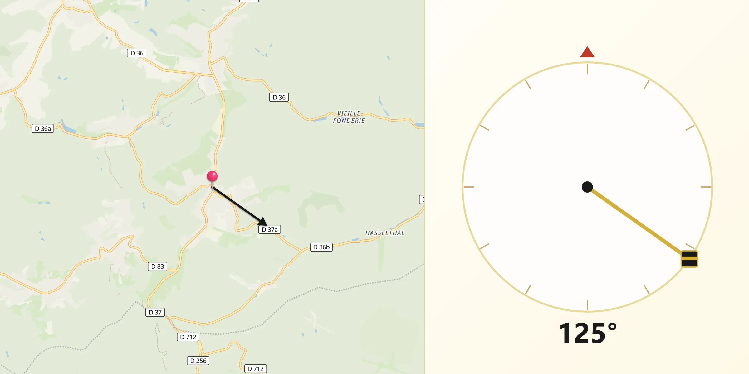 Direction vers la Qibla depuis Goetzenbruck