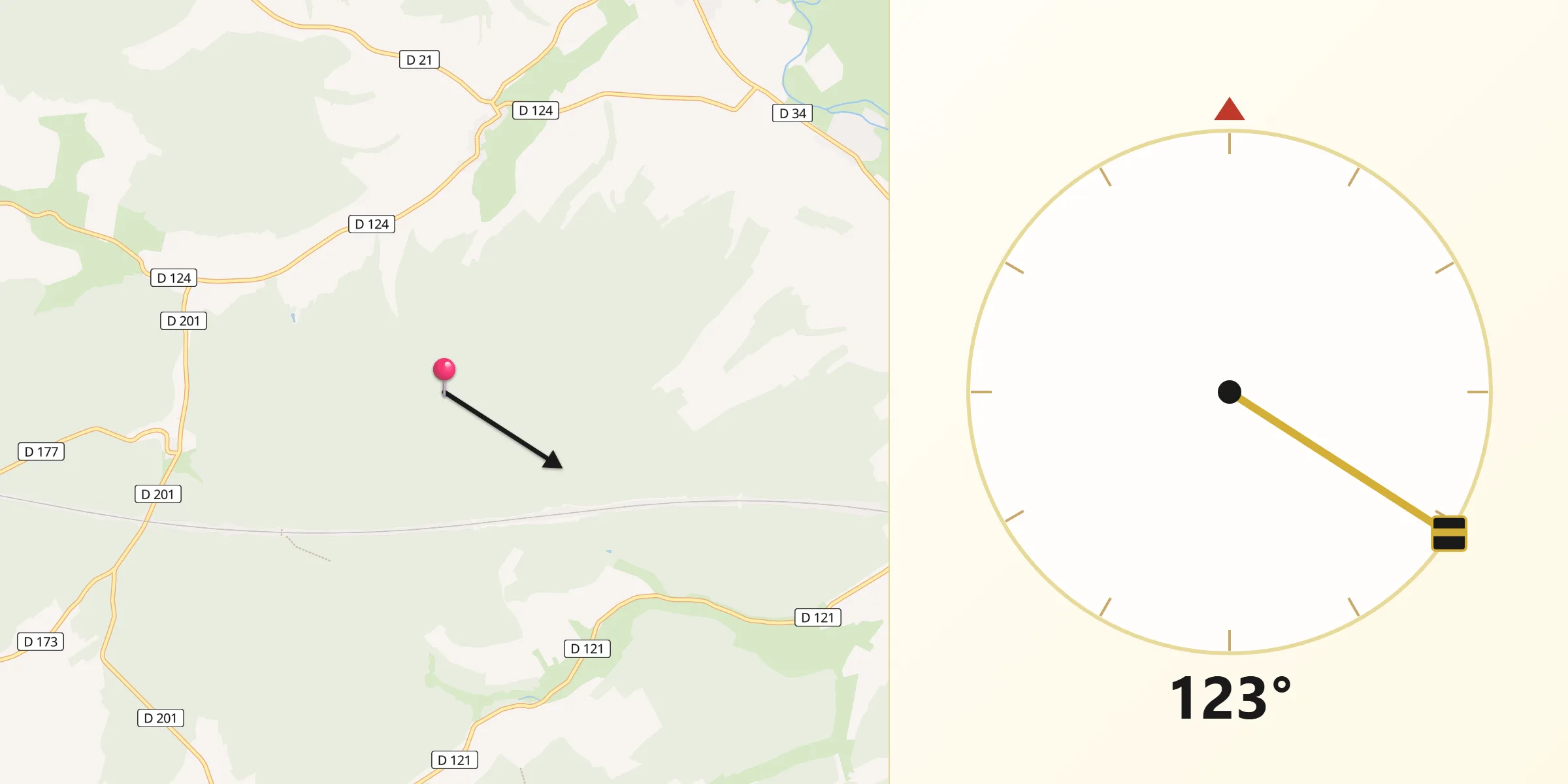 Direction vers la Qibla depuis Bouquemont
