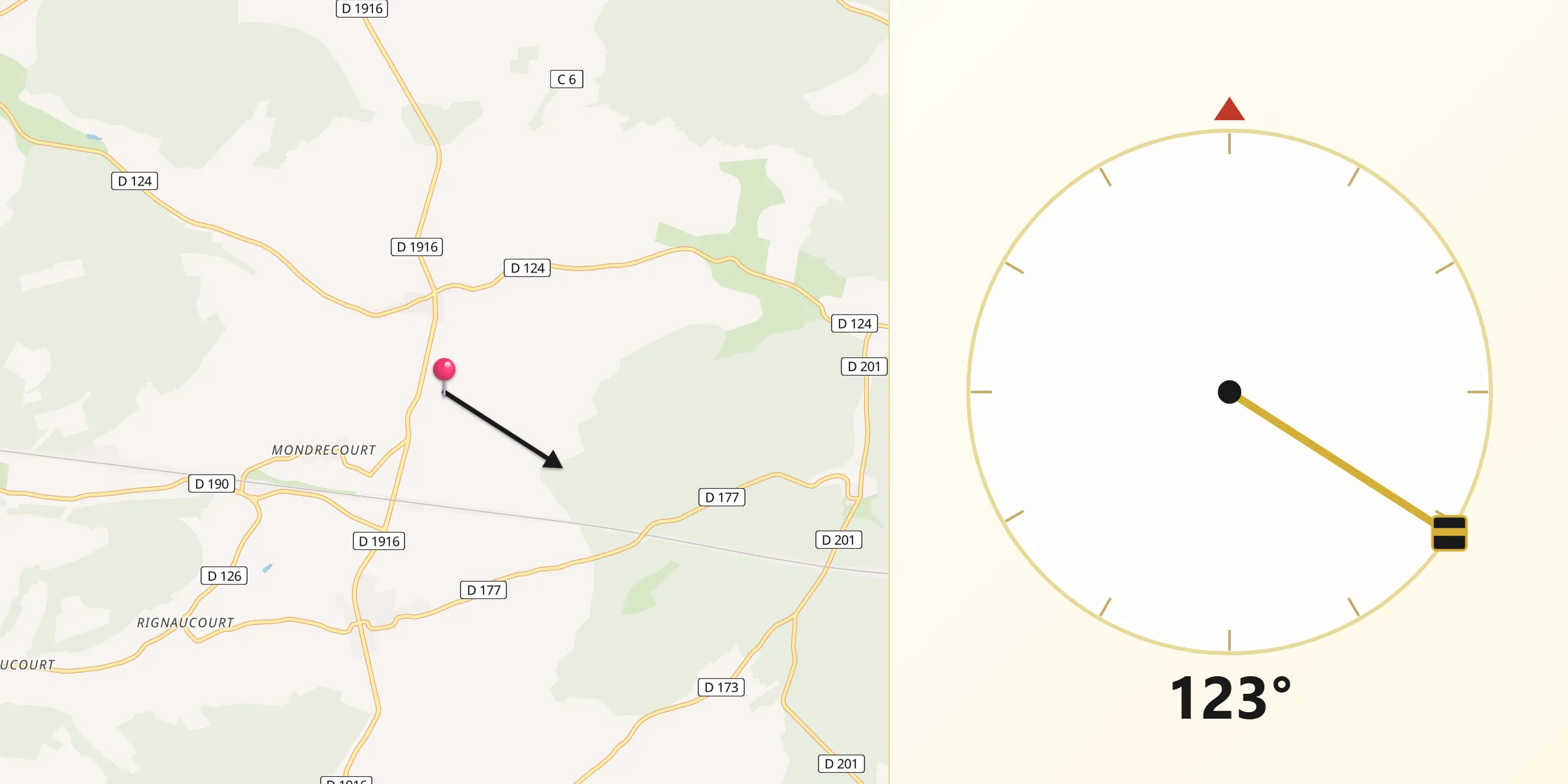 Direction vers la Qibla depuis Rambluzin-et-Benoite-Vaux