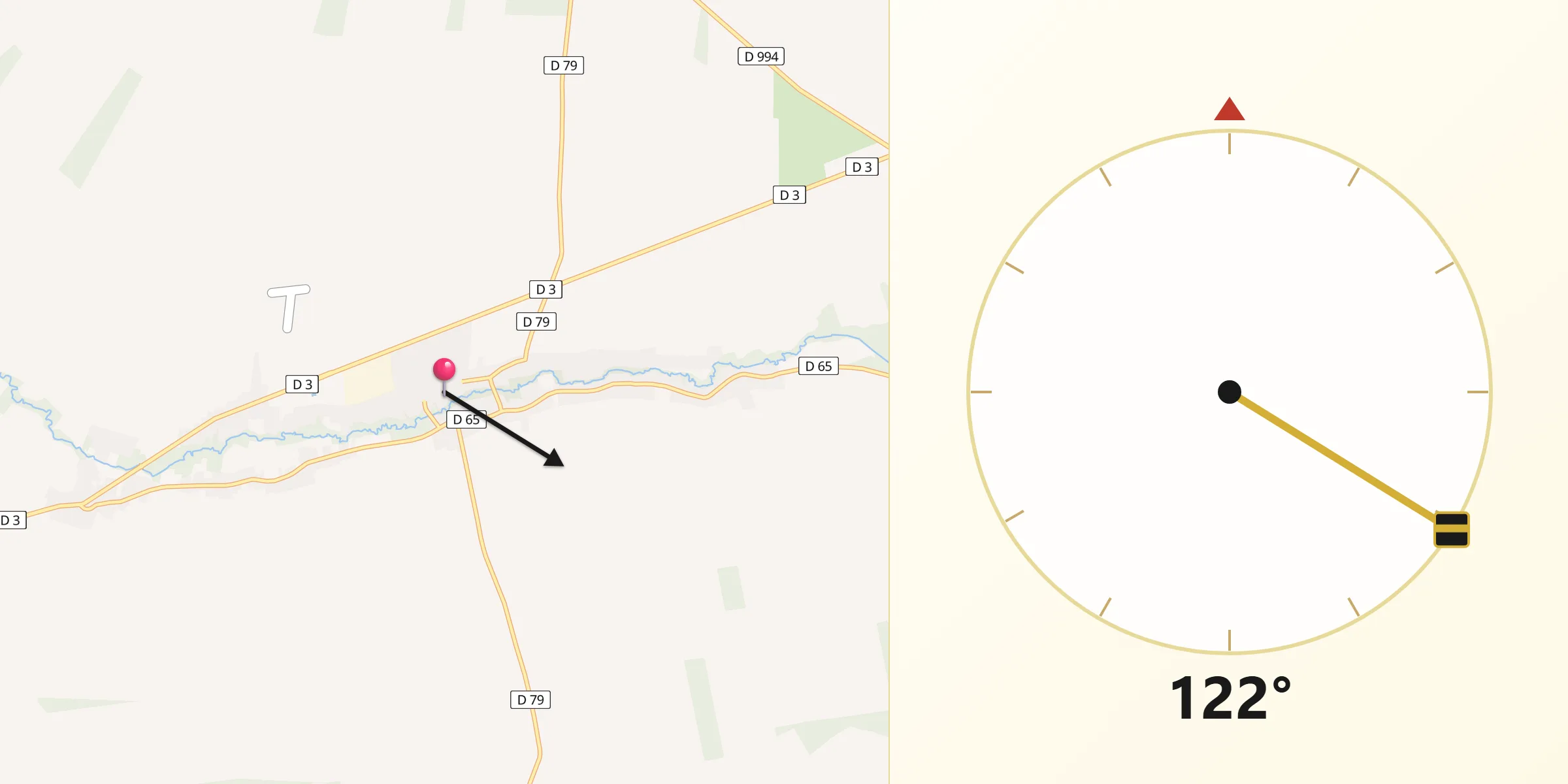 Direction vers la Qibla depuis Courtisols