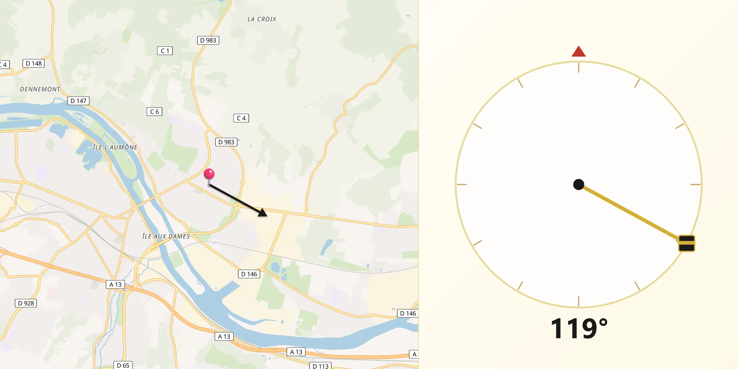 Direction vers la Qibla depuis Limay