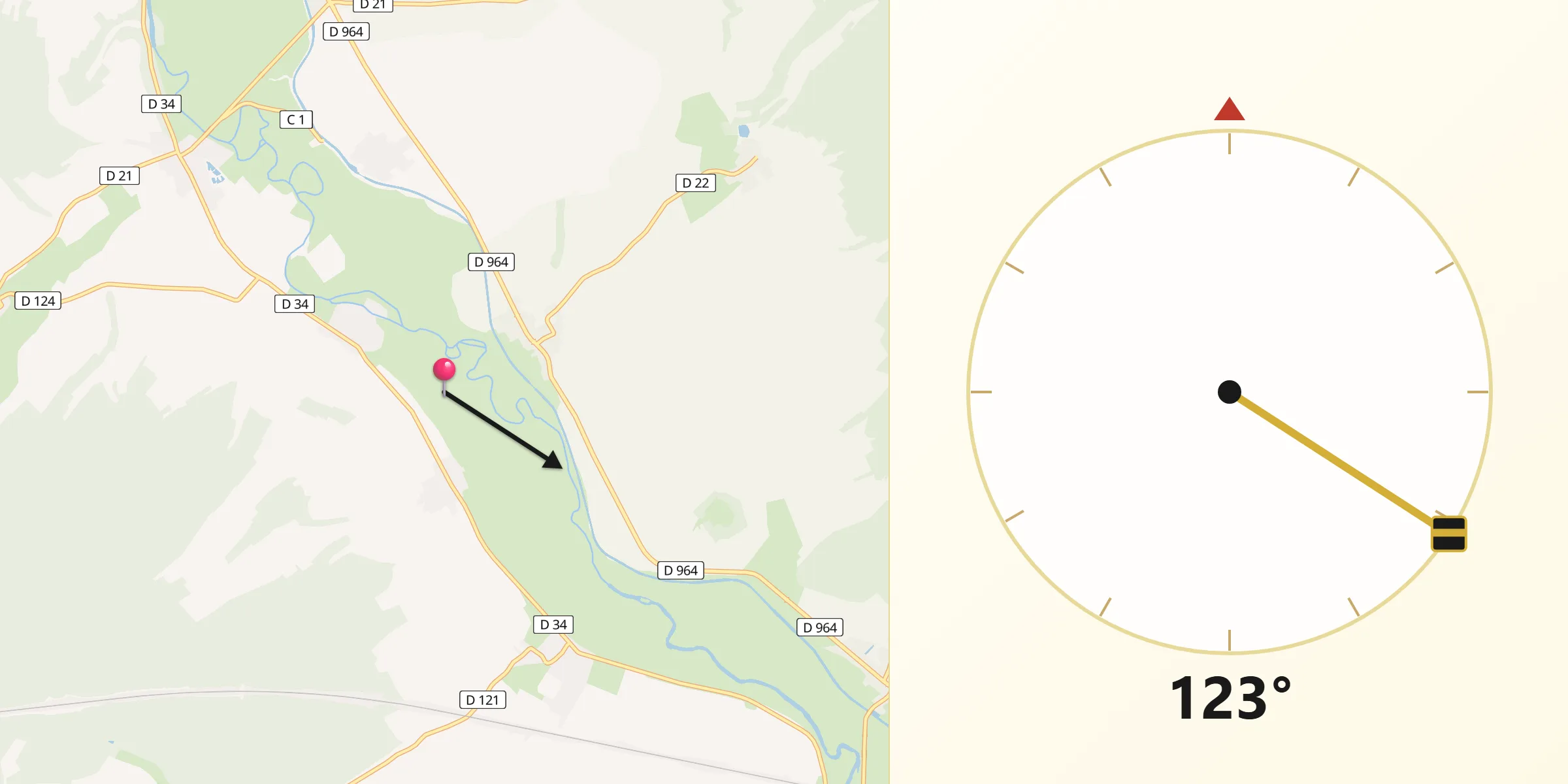 Direction vers la Qibla depuis Troyon