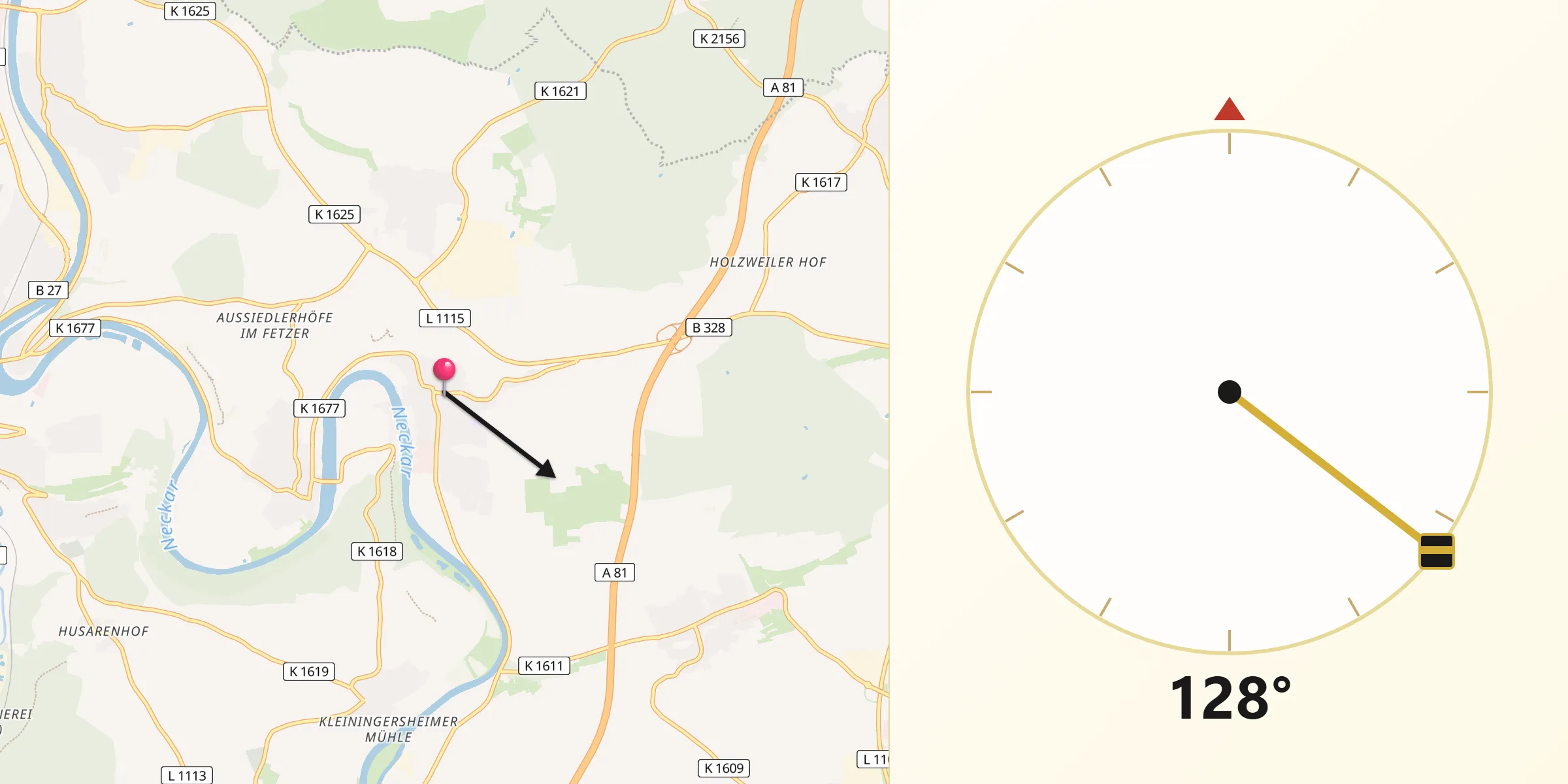 Qibla-Richtung von Mundelsheim