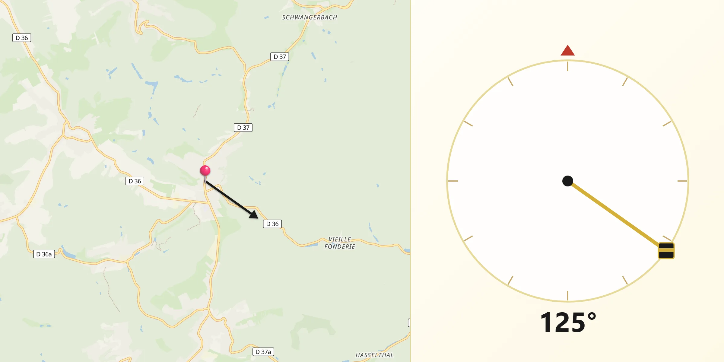 Direction vers la Qibla depuis Lemberg