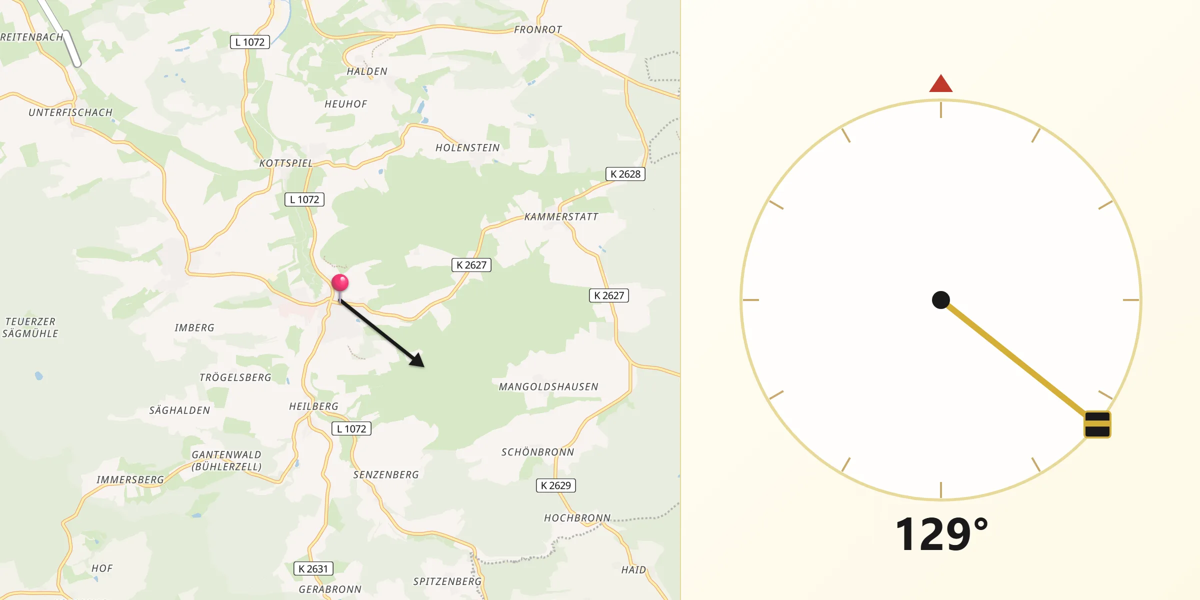 Qibla-Richtung von Bühlerzell