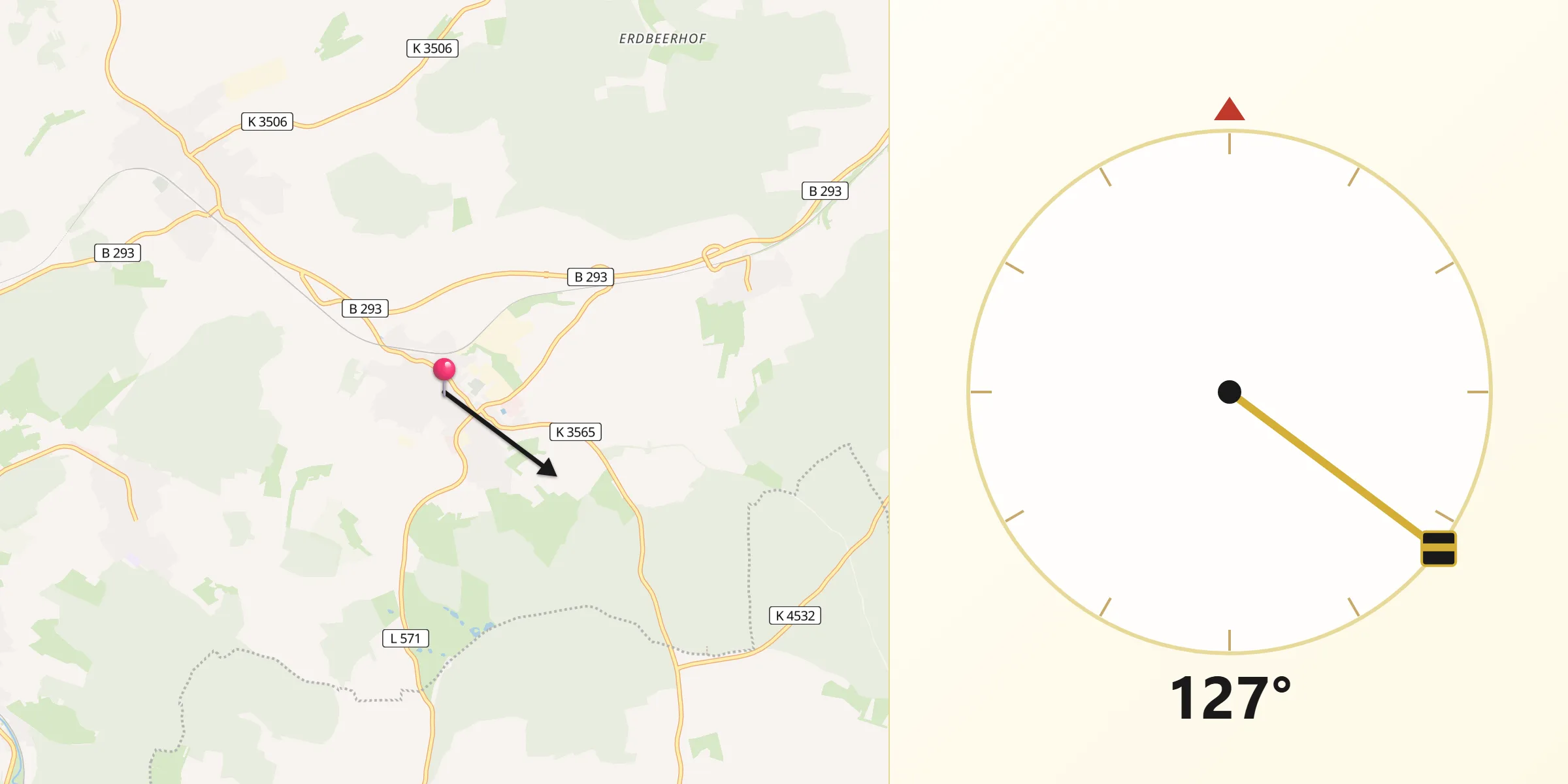 Qibla-Richtung von Wössingen