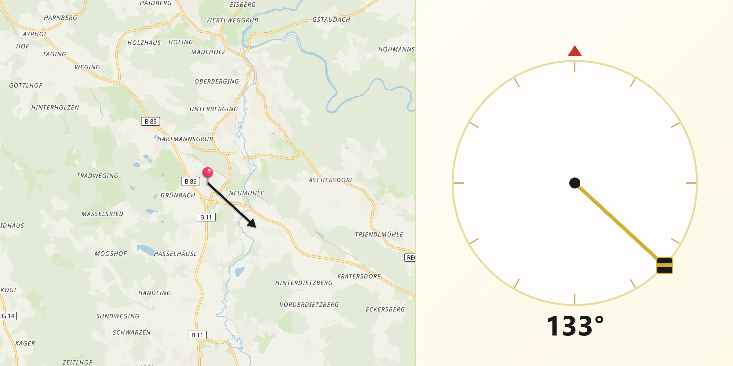 Qibla-Richtung von Patersdorf
