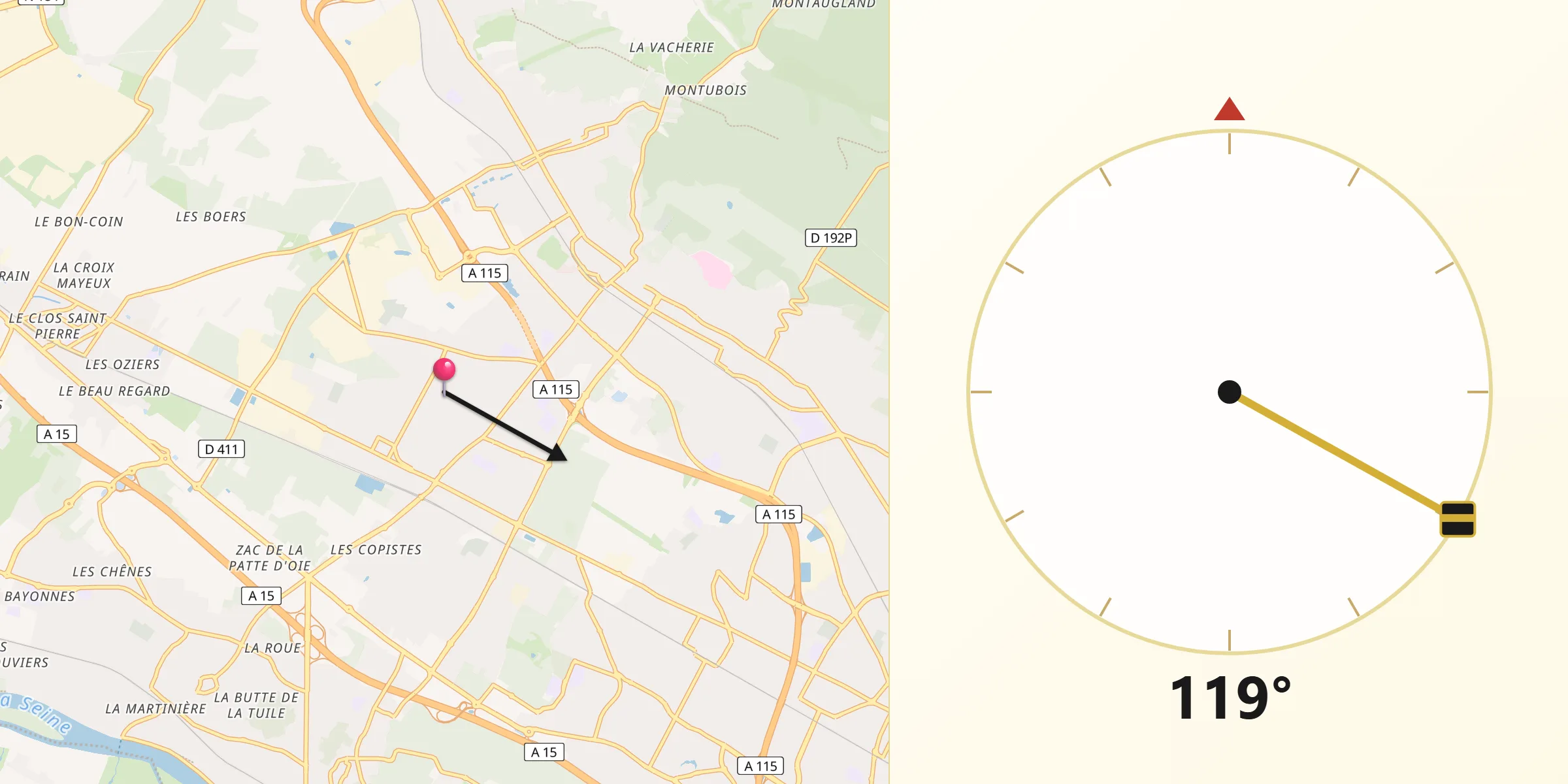 Direction vers la Qibla depuis Beauchamp