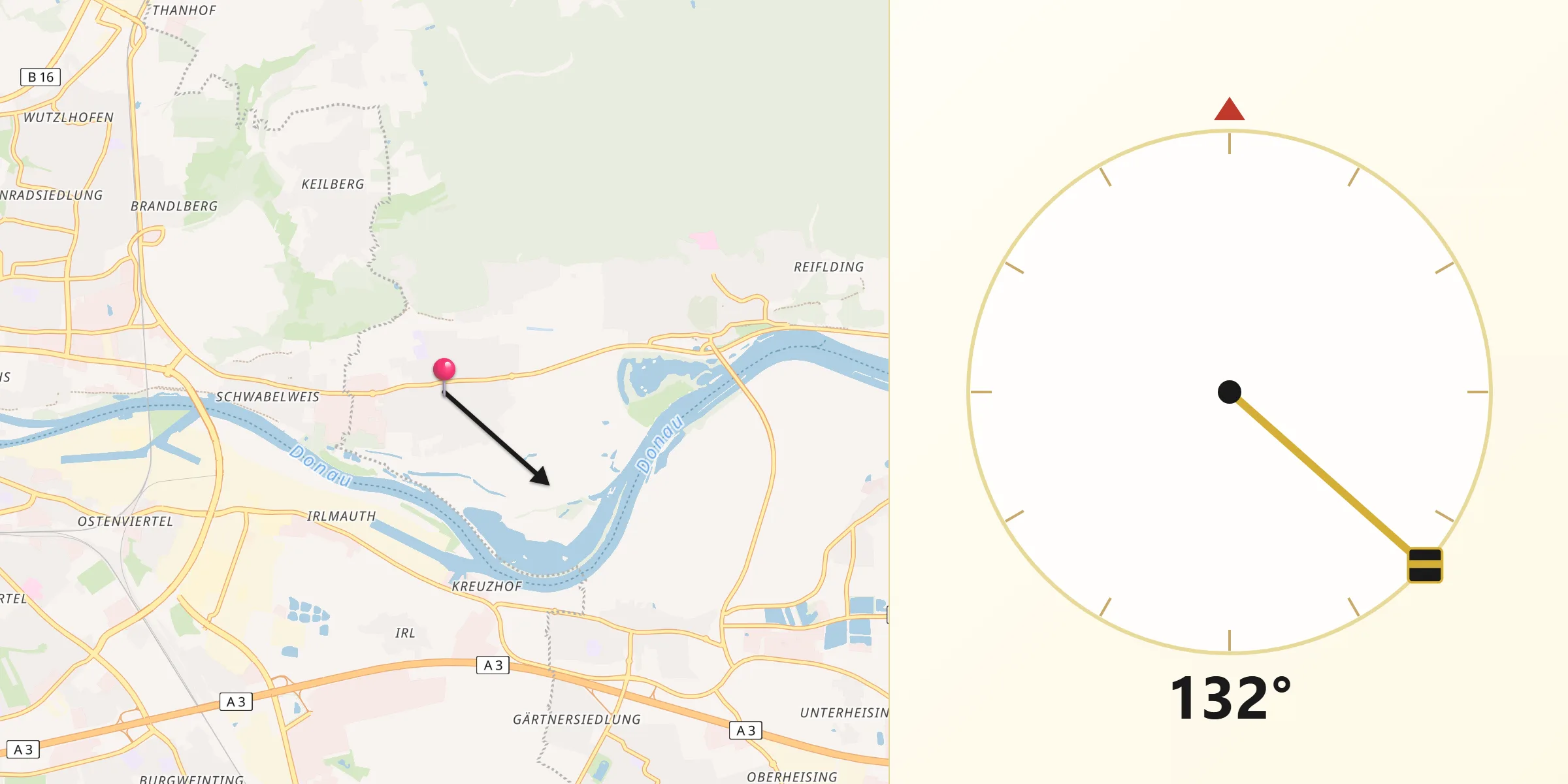 Qibla-Richtung von Tegernheim