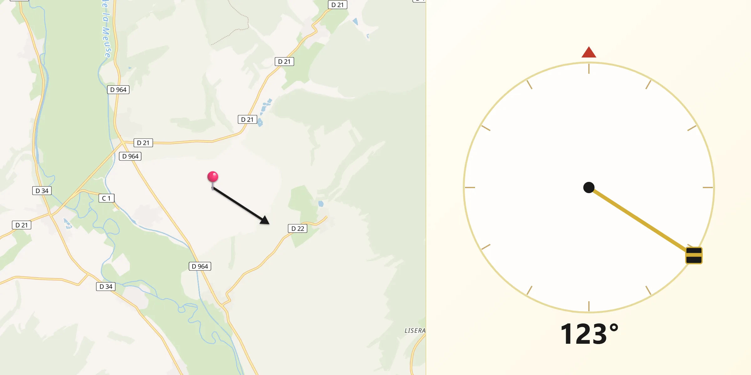 Direction vers la Qibla depuis Ranzières