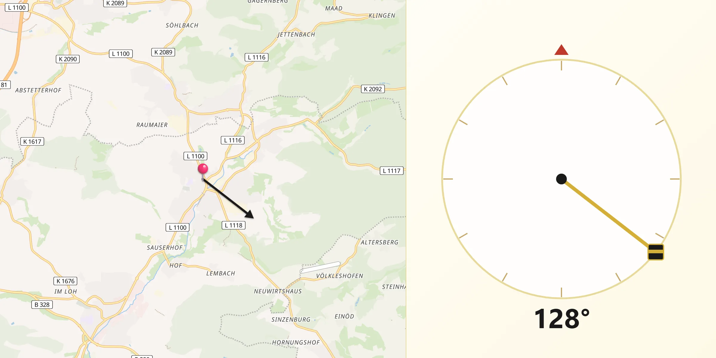 Qibla-Richtung von Oberstenfeld