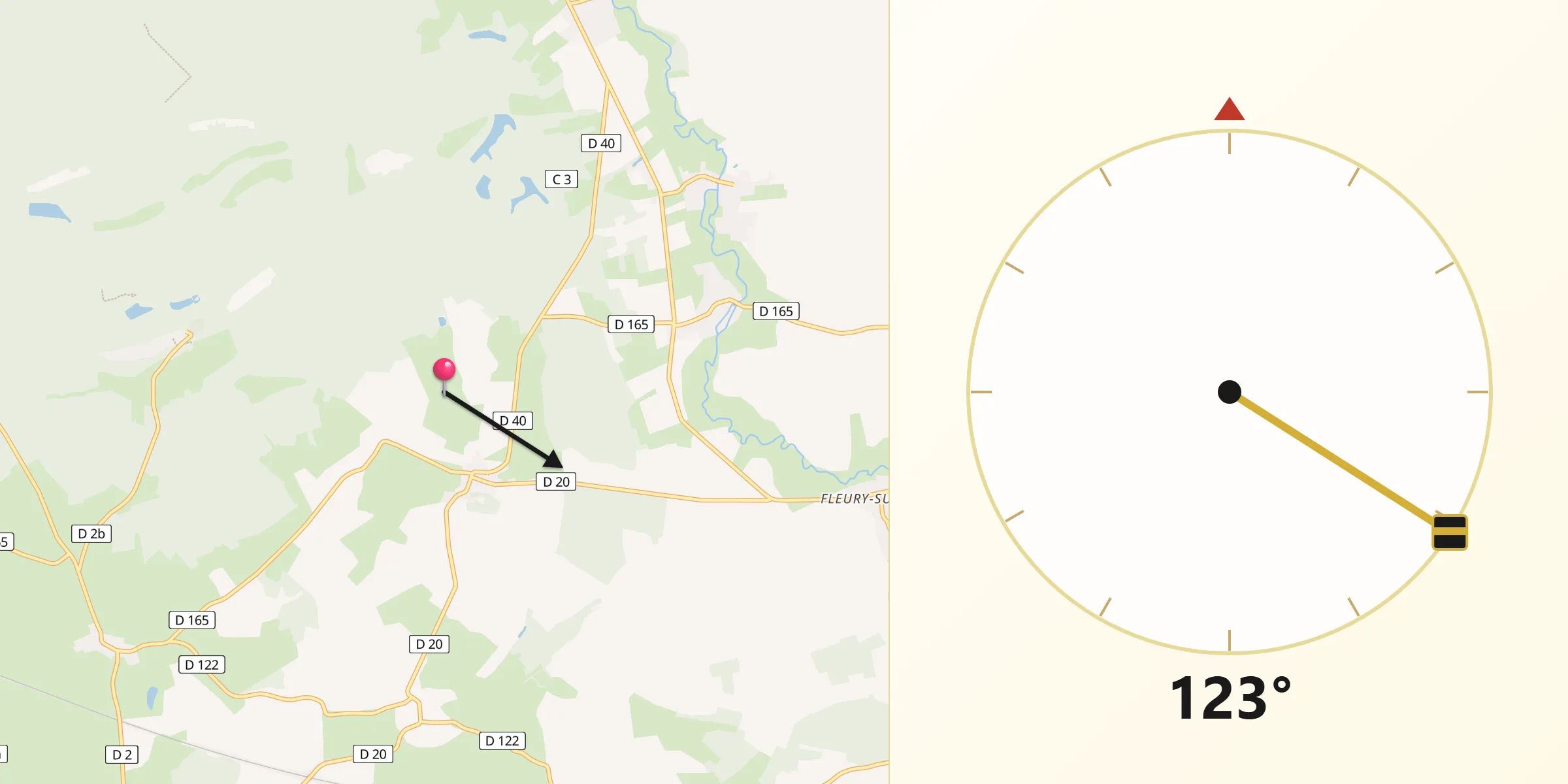 Direction vers la Qibla depuis Autrécourt-sur-Aire