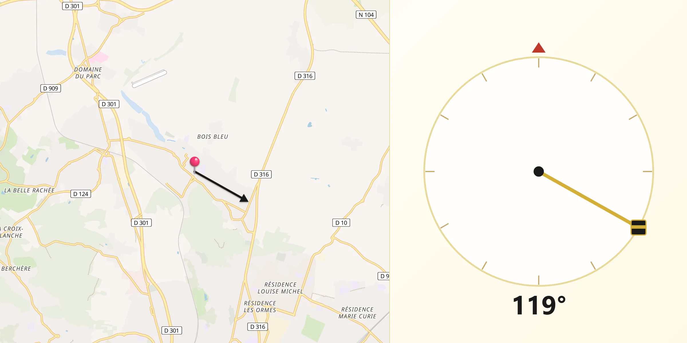 Direction vers la Qibla depuis Ézanville