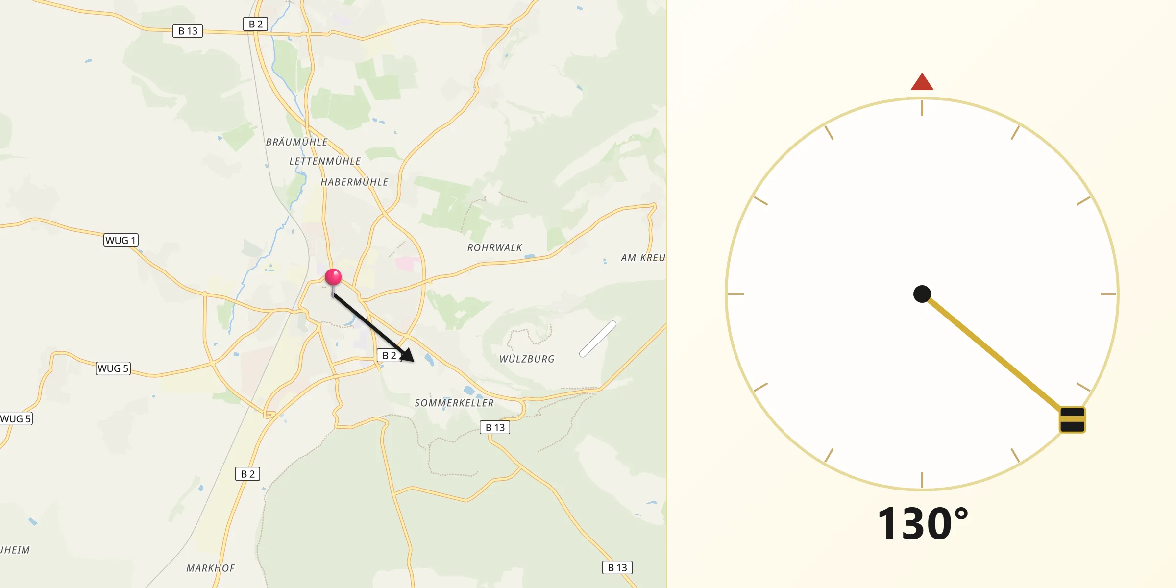 Qibla-Richtung von Weißenburg in Bayern