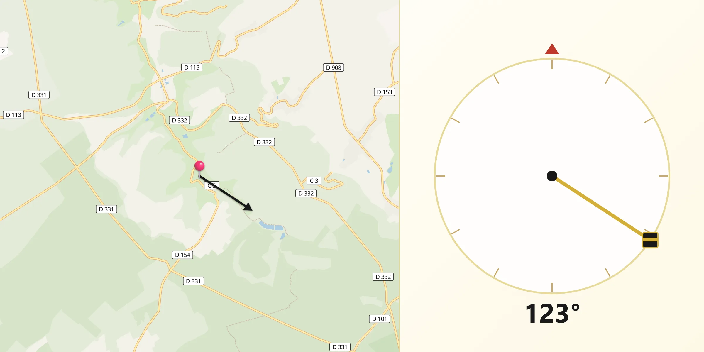 Direction vers la Qibla depuis Hannonville-sous-les-Côtes