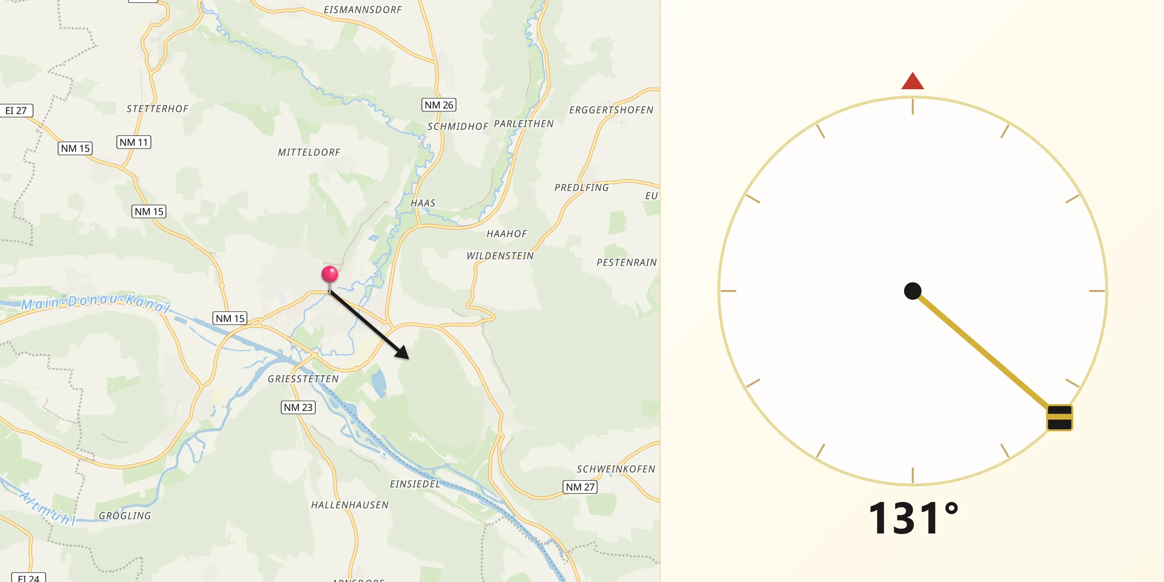 Qibla-Richtung von Dietfurt