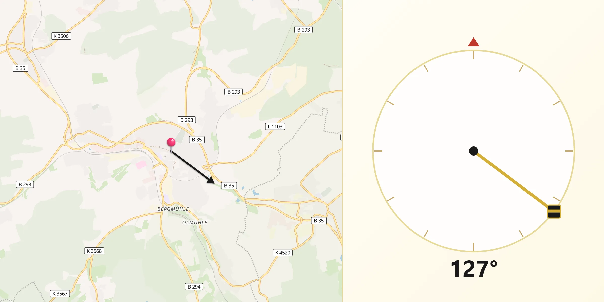 Qibla-Richtung von Bretten
