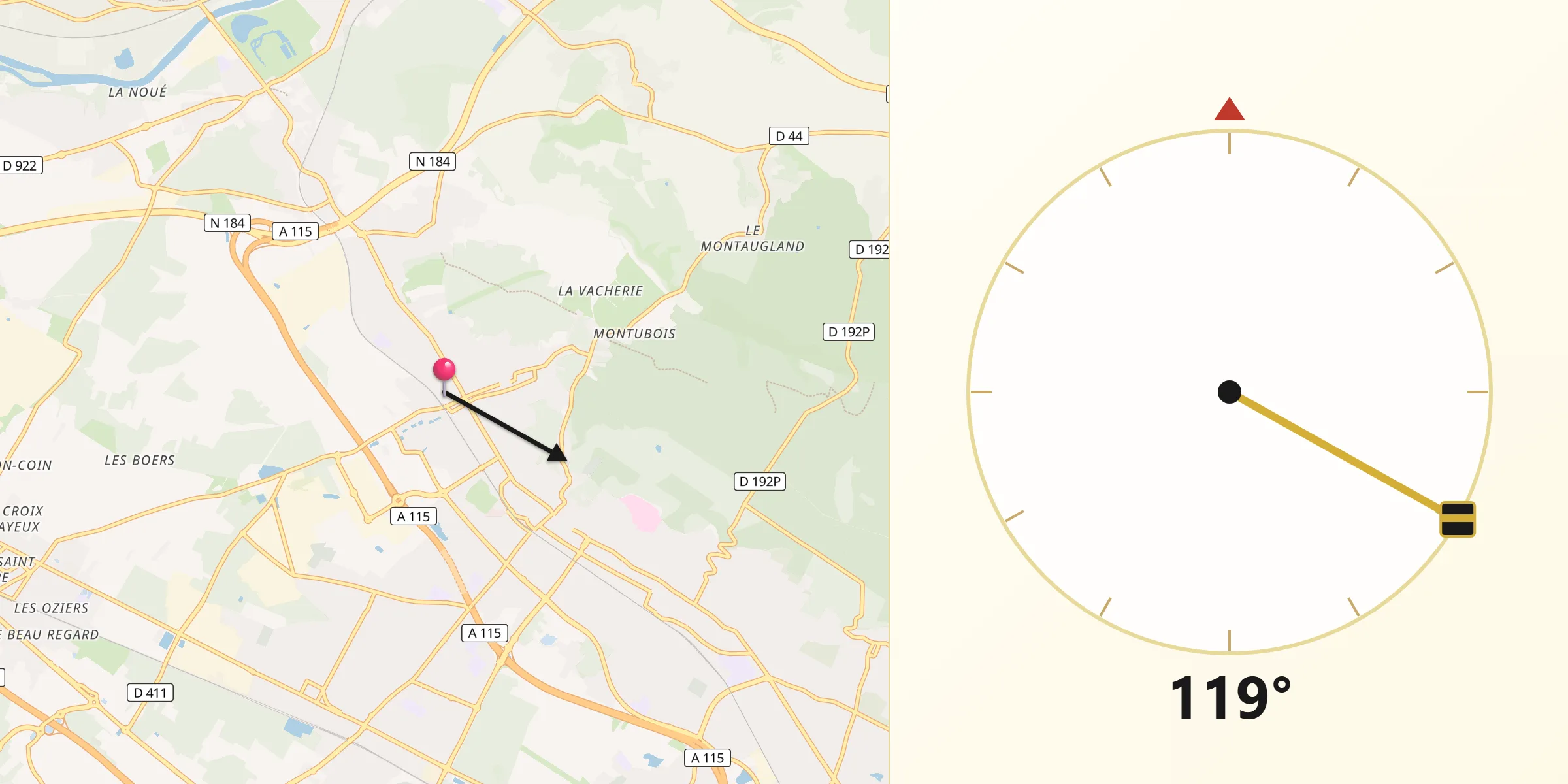 Direction vers la Qibla depuis Bessancourt