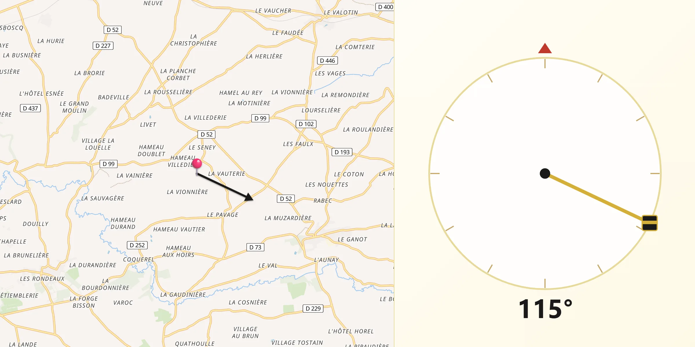 Direction vers la Qibla depuis Manche