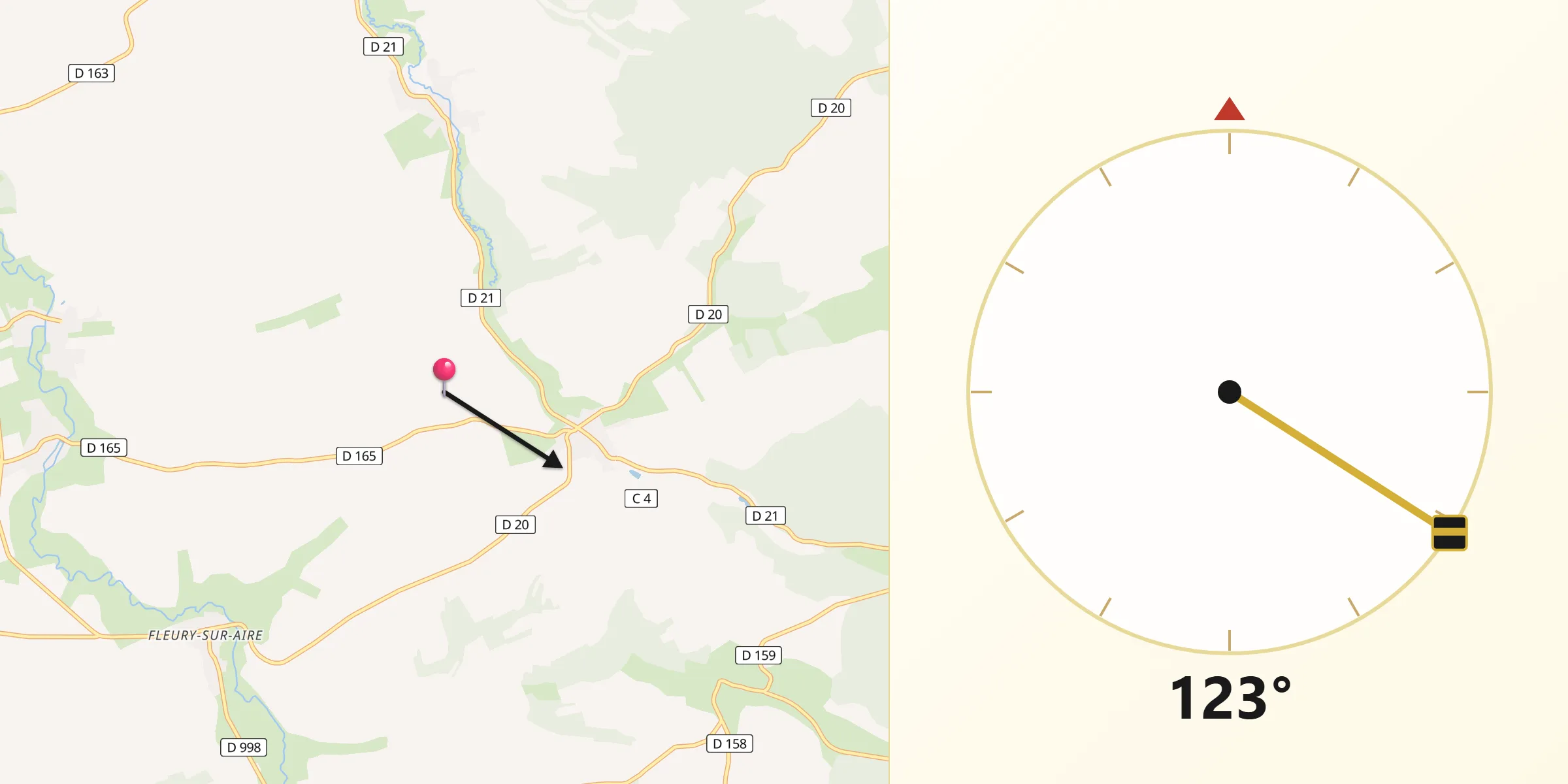 Direction vers la Qibla depuis Ippécourt