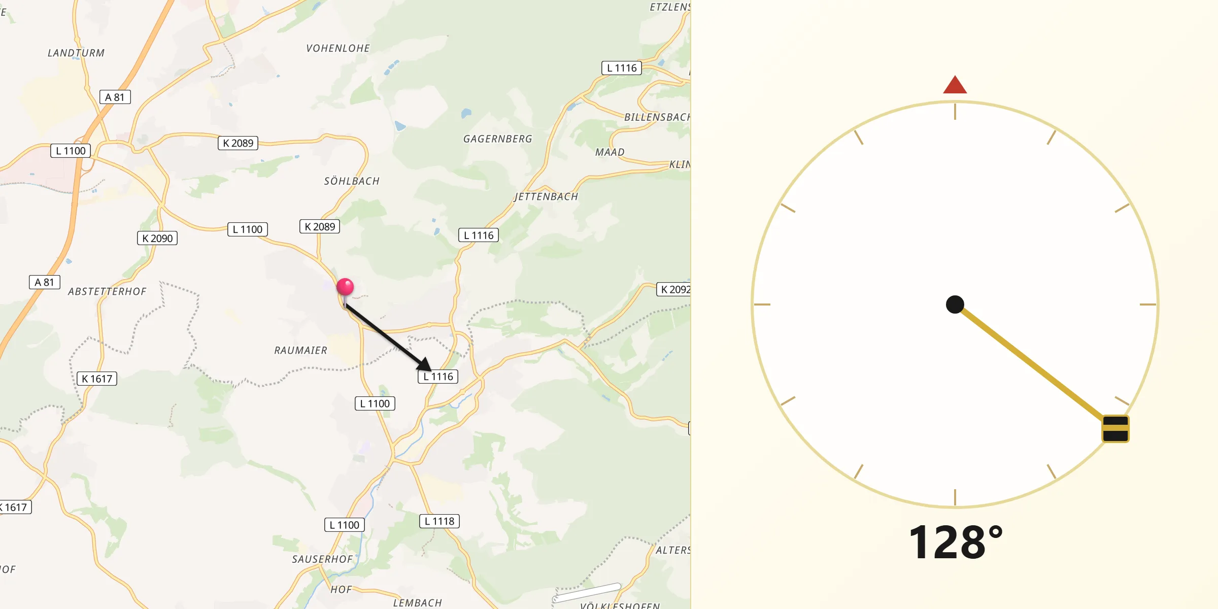 Qibla-Richtung von Beilstein