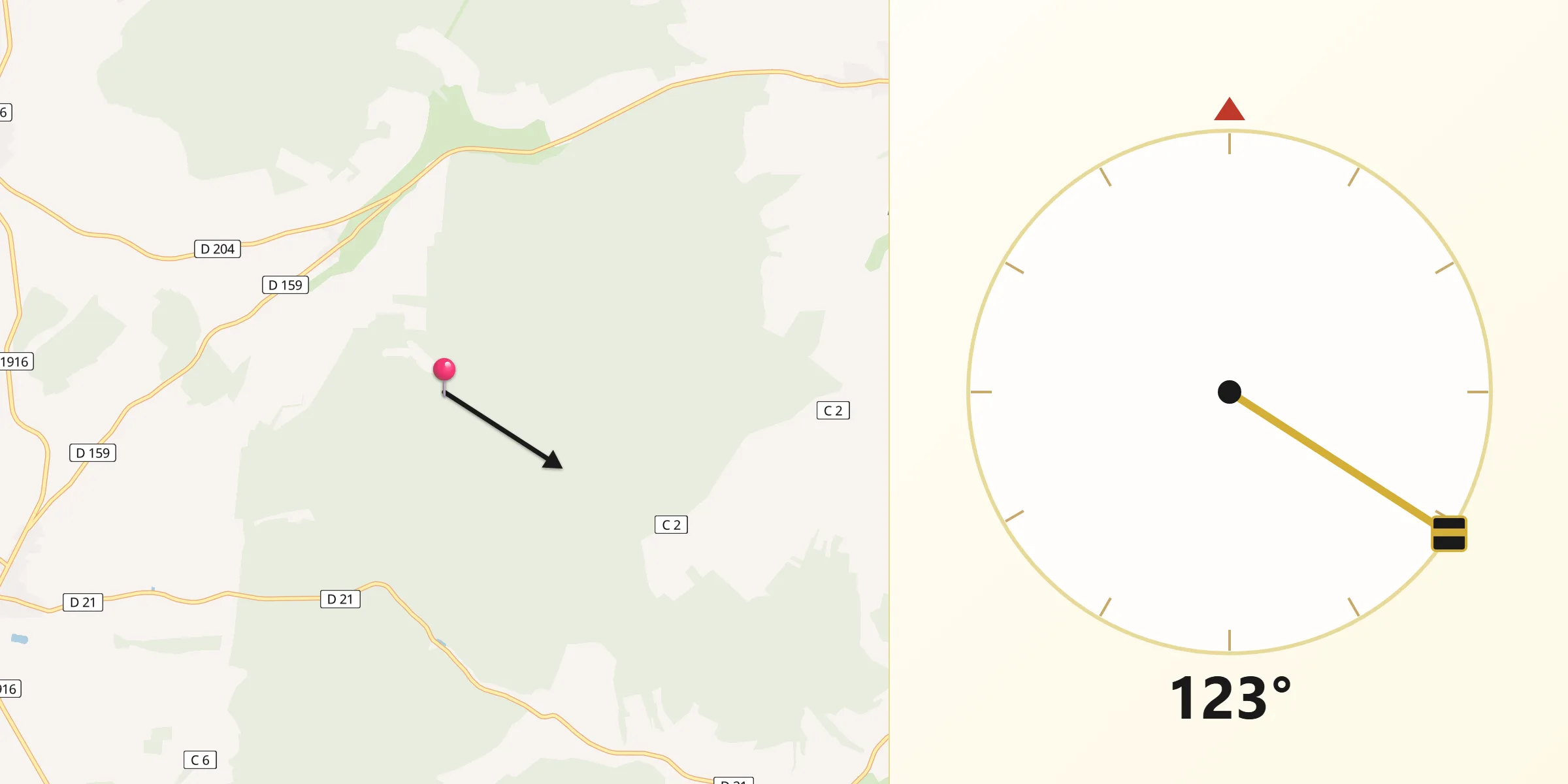 Direction vers la Qibla depuis Les Monthairons