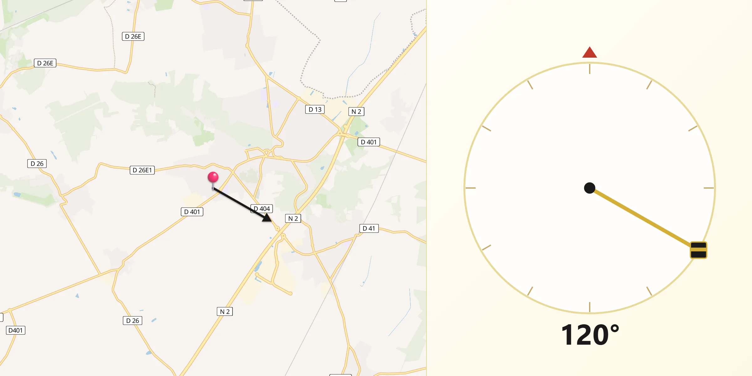 Direction vers la Qibla depuis Longperrier