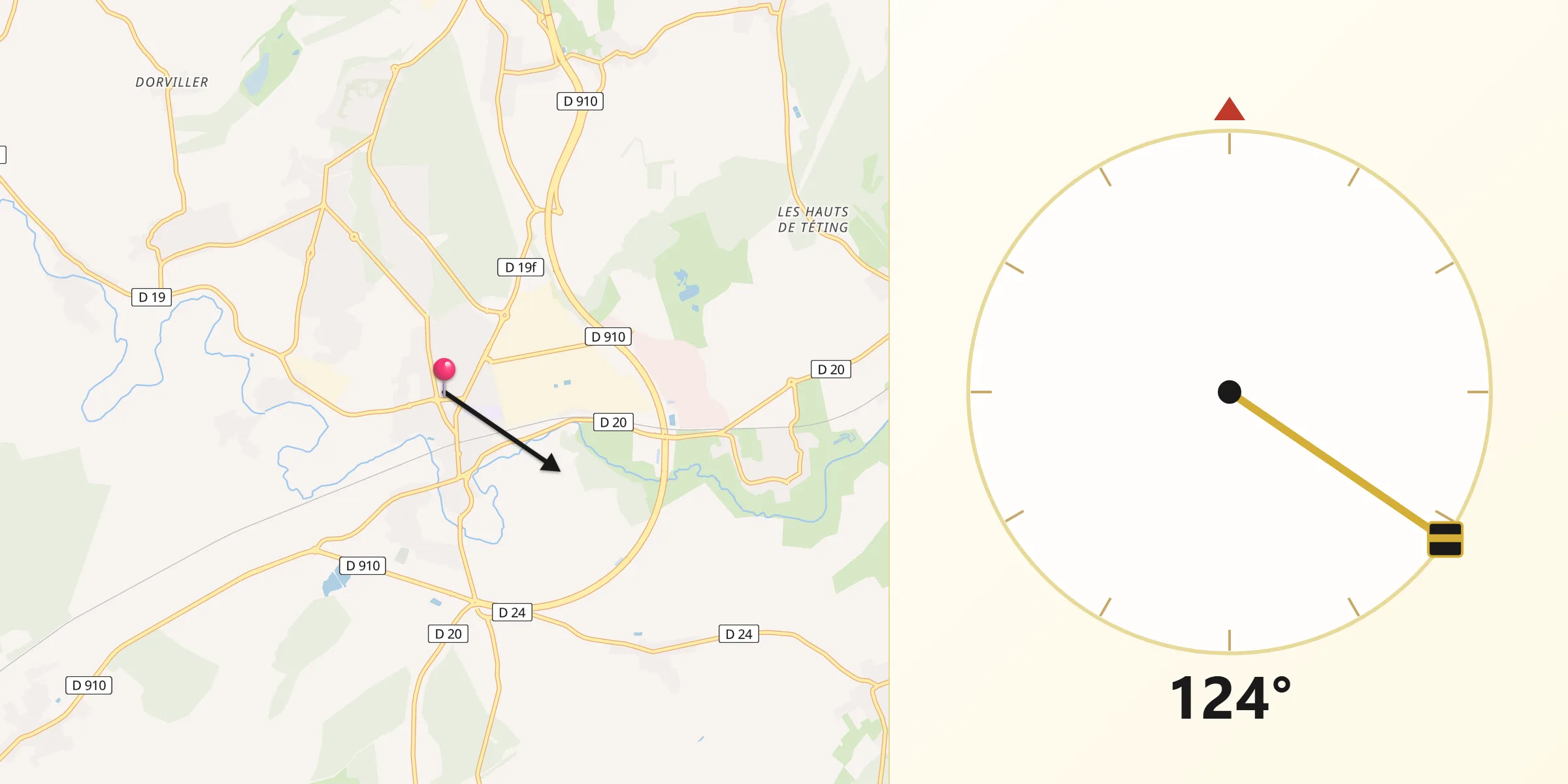 Direction vers la Qibla depuis Faulquemont