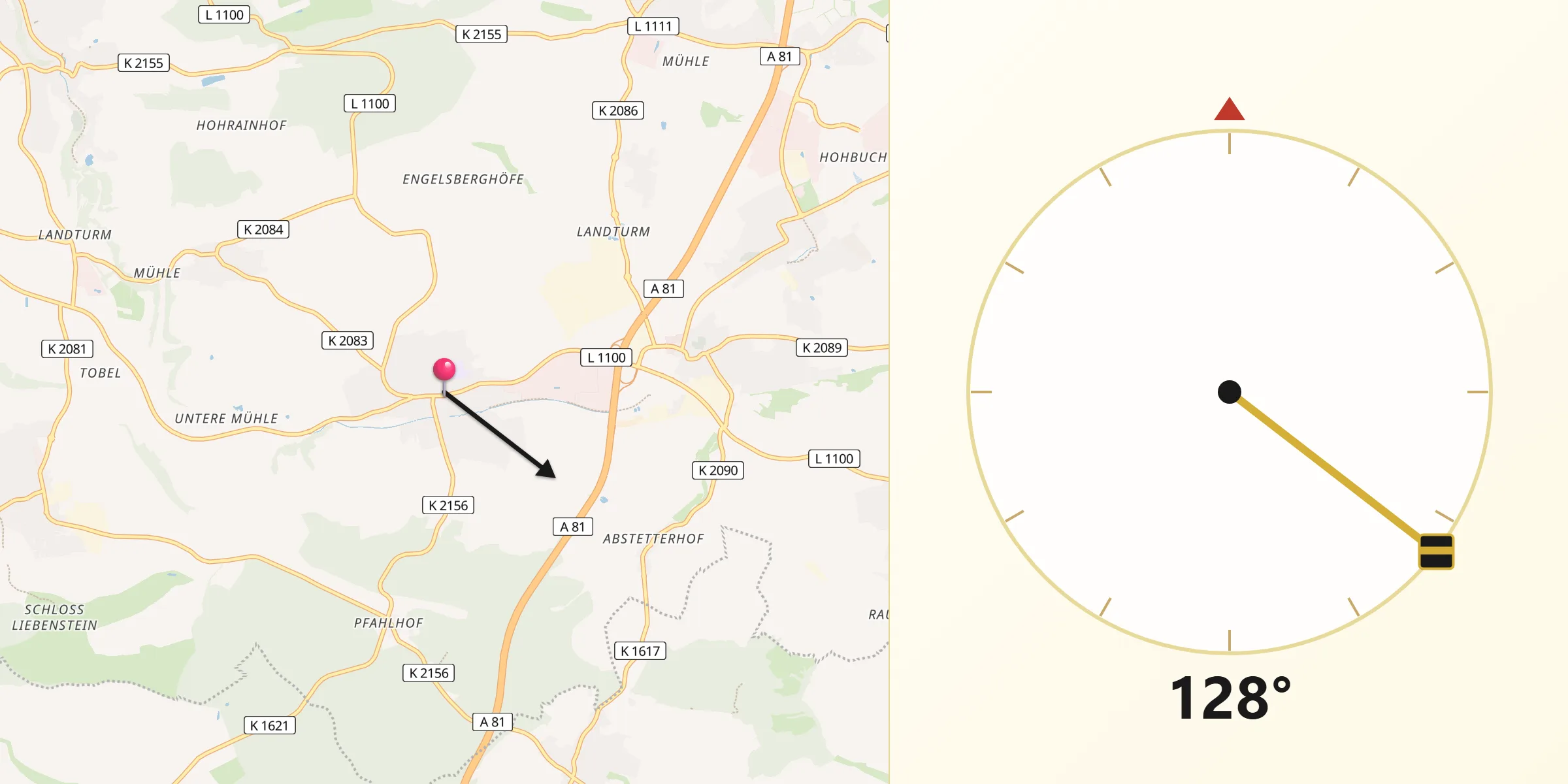 Qibla-Richtung von Ilsfeld