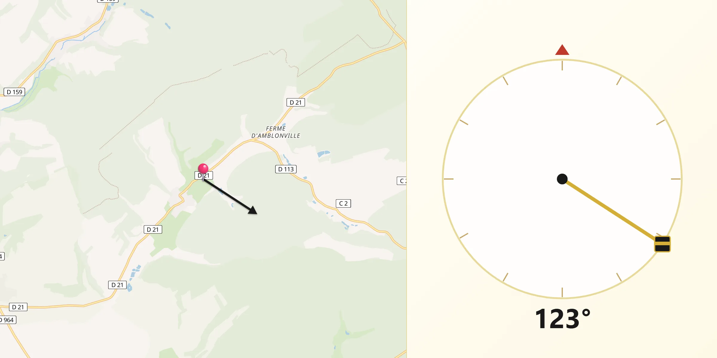 Direction vers la Qibla depuis Mouilly
