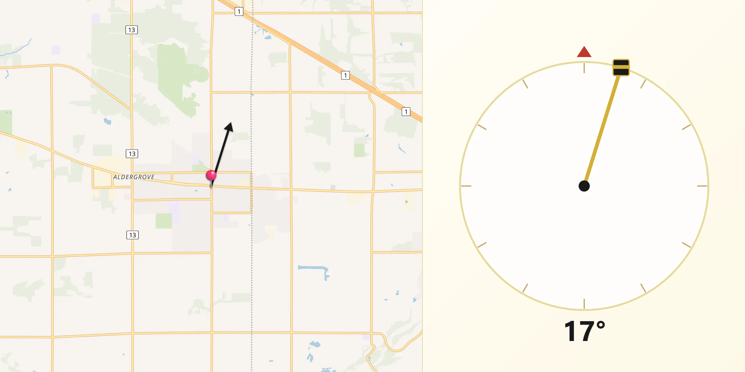 Qibla Direction from Aldergrove