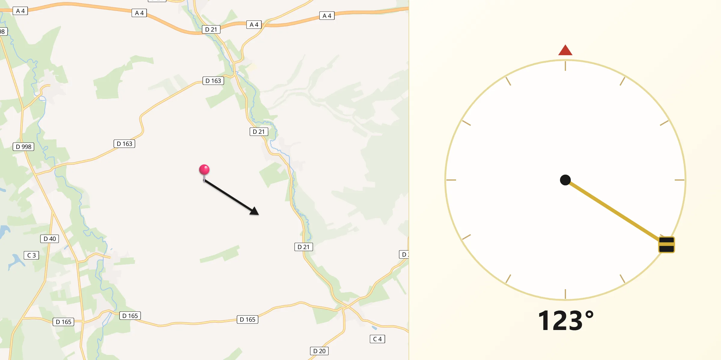 Direction vers la Qibla depuis Julvécourt