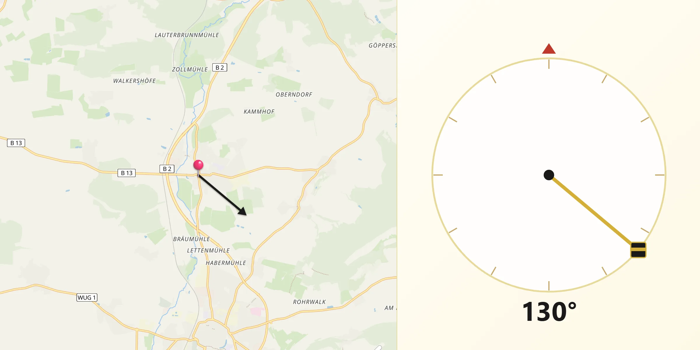 Qibla-Richtung von Ellingen
