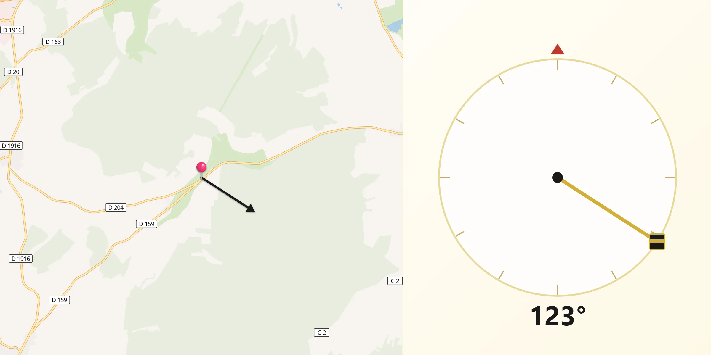 Direction vers la Qibla depuis Ancemont