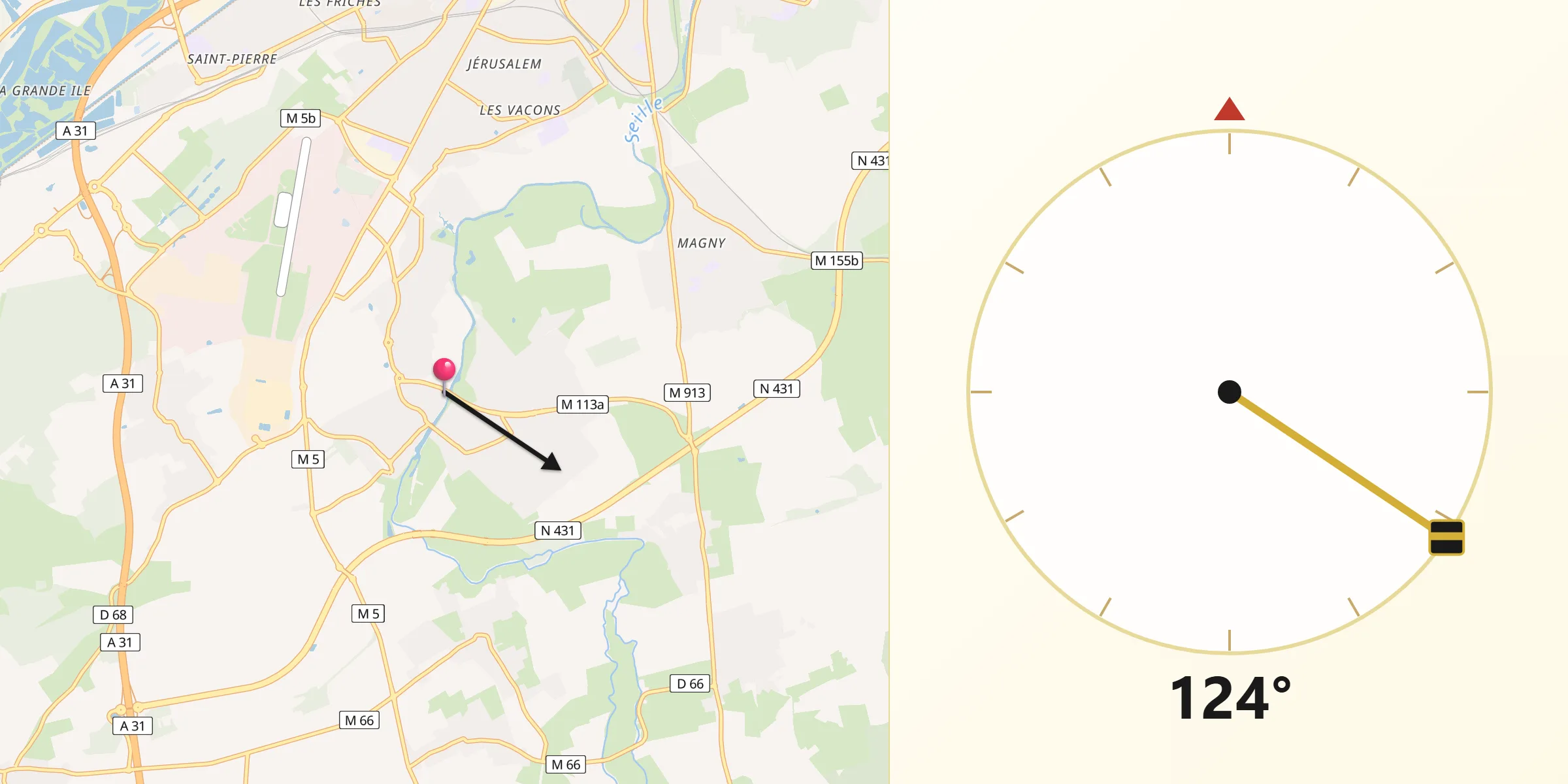Direction vers la Qibla depuis Marly